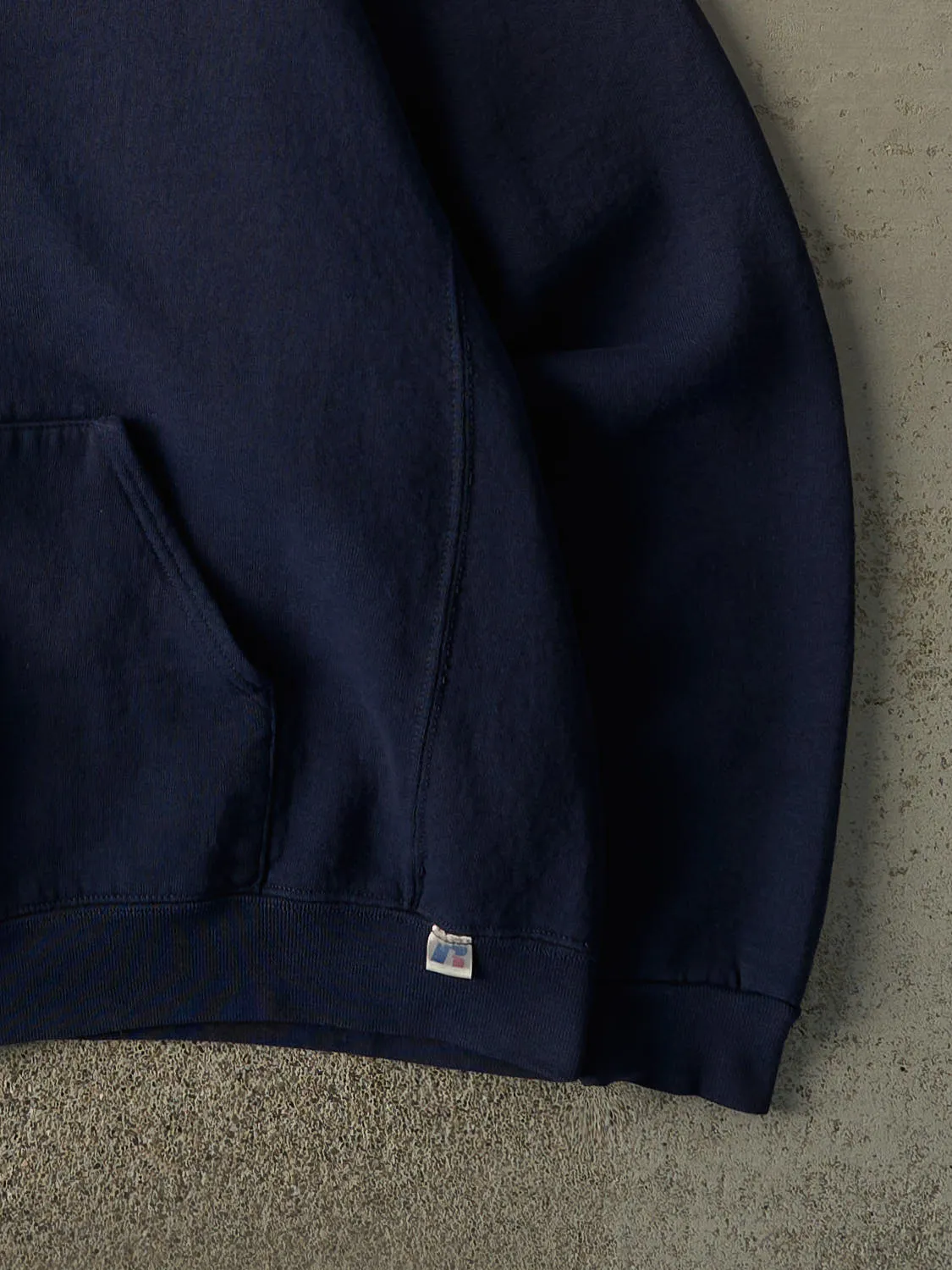 Vintage 90s Navy Blue Russell Athletic Embroidered Zip Up Hoodie (L/XL) sold by Rebalance Vintage product image thumbnail 3