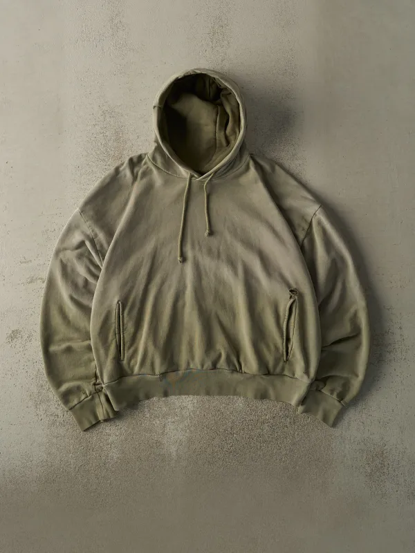 Vintage Y2K Washed Green Blank Boxy Hoodie (L) sold by Rebalance Vintage