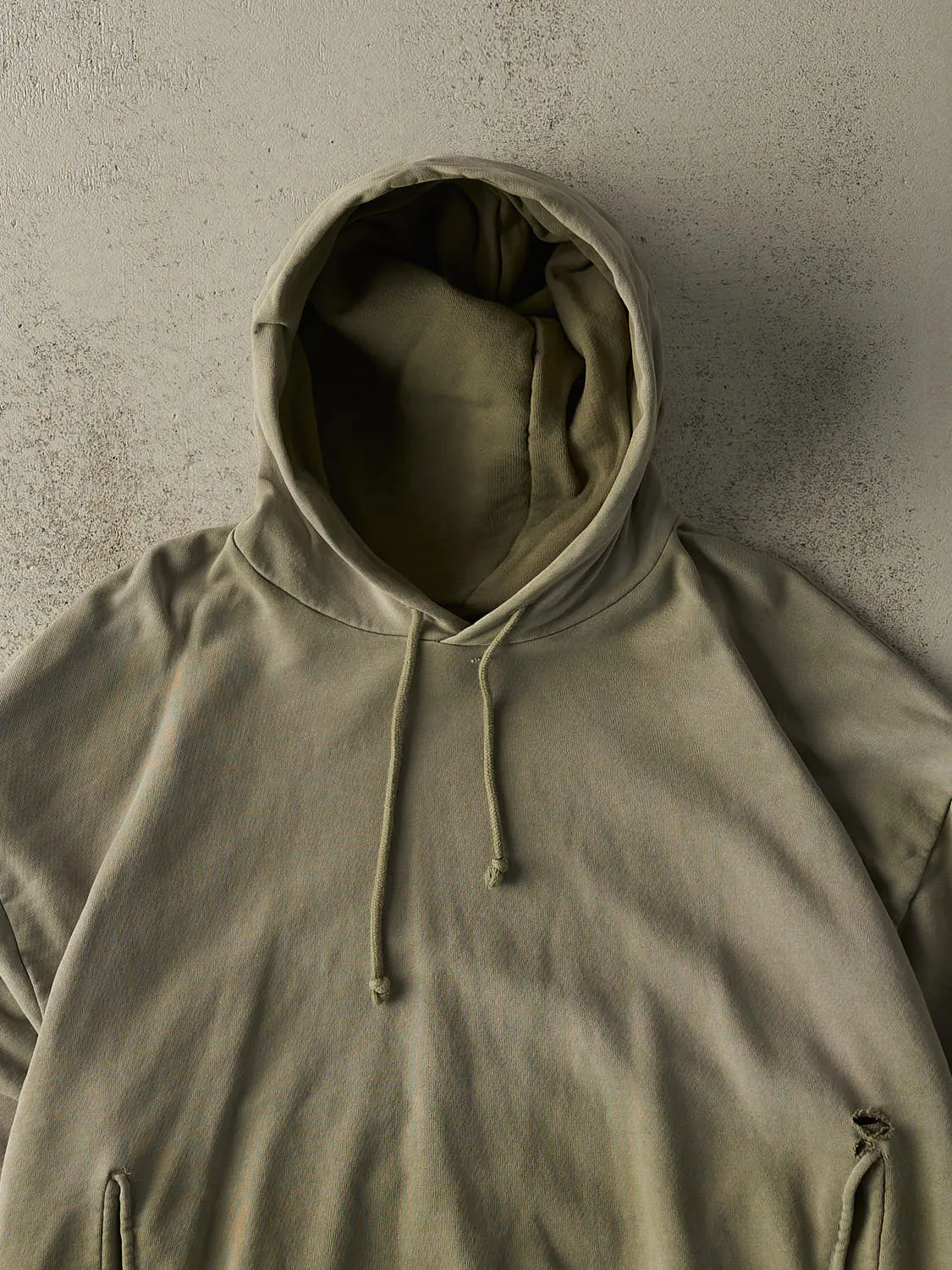 Vintage Y2K Washed Green Blank Boxy Hoodie (L) sold by Rebalance Vintage product image thumbnail 3