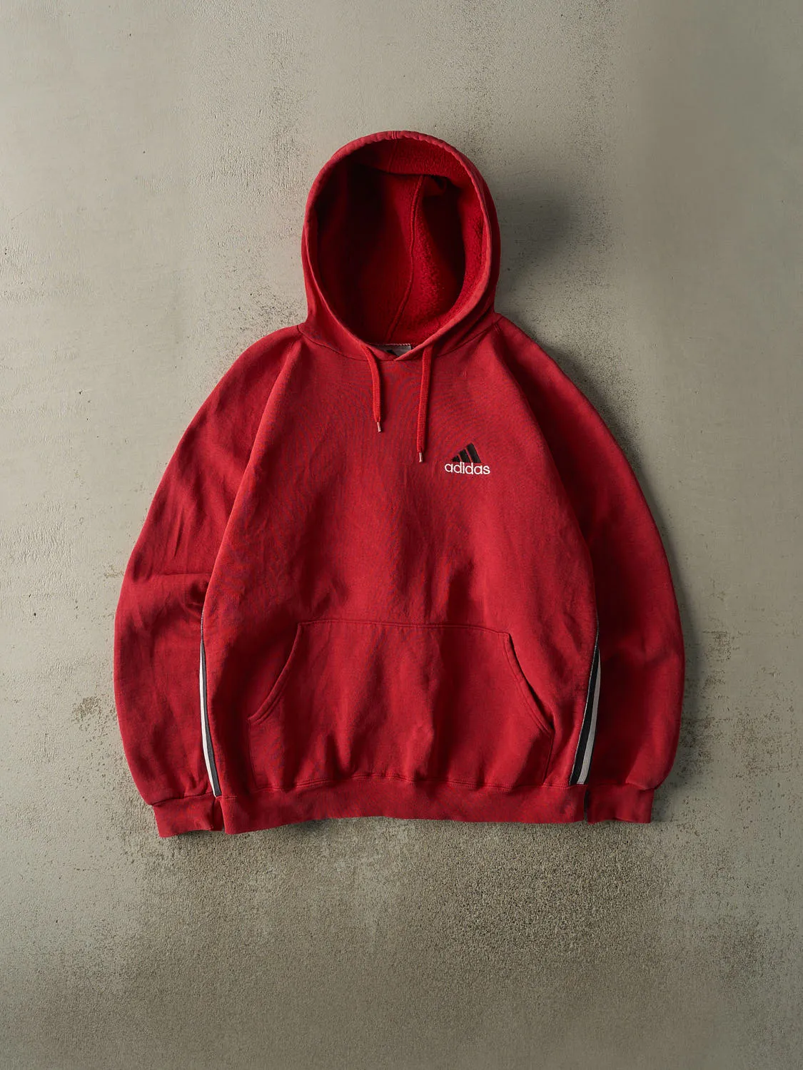 Vintage 90s Red Adidas Embroidered Hoodie (L) sold by Rebalance Vintage