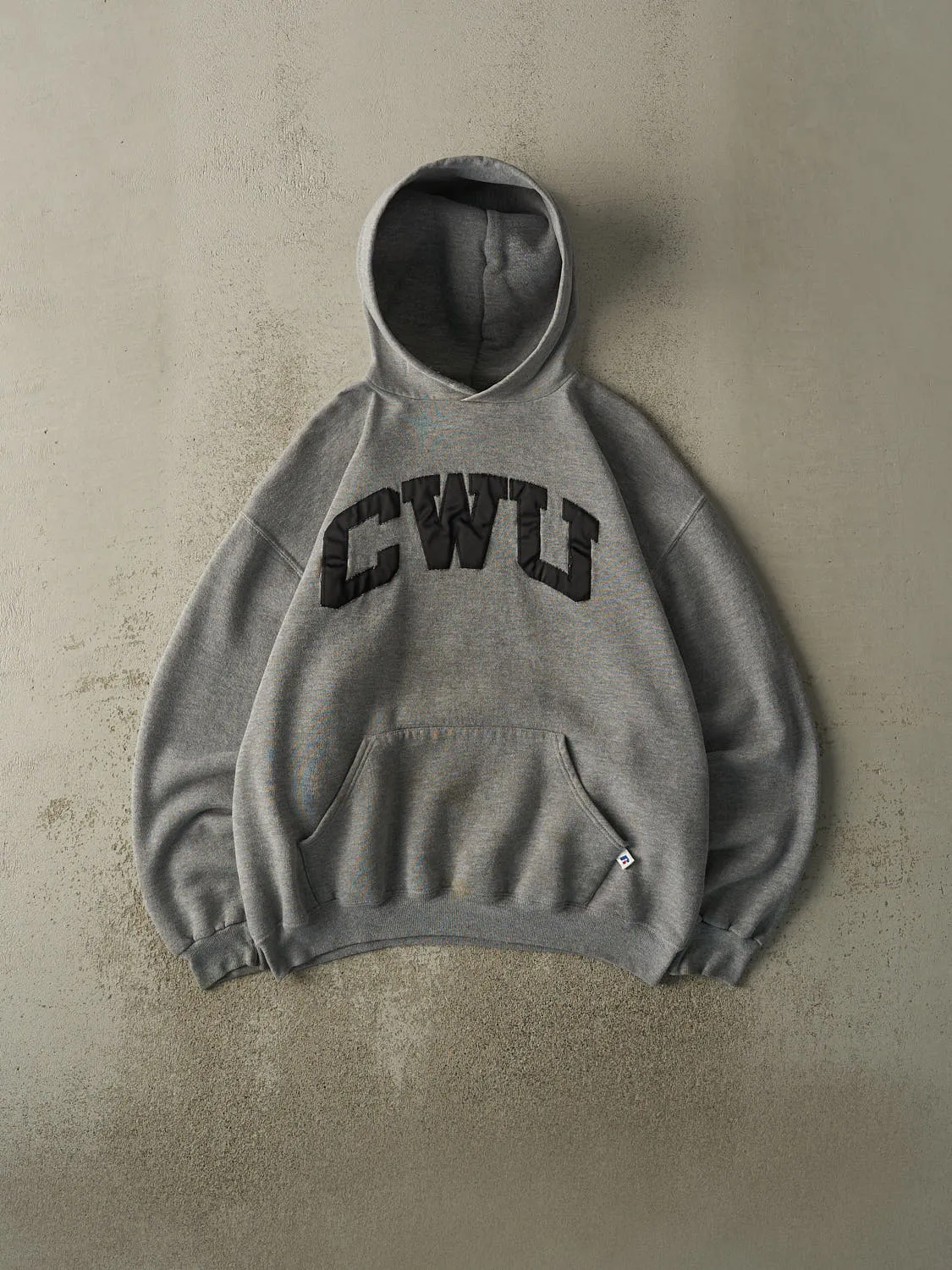 Vintage Y2K Grey CWU Russell Athletic Boxy Hoodie (L) sold by Rebalance Vintage