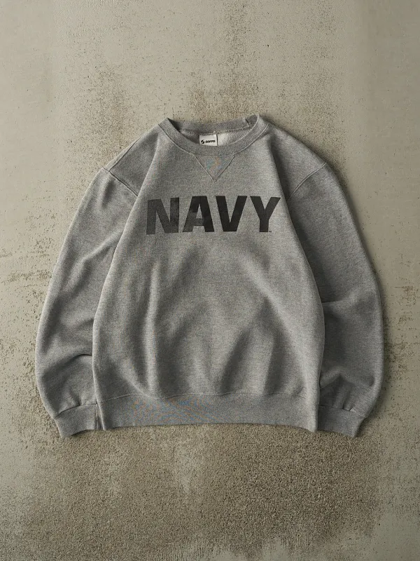 Vintage Y2K Grey US Navy Crewneck (M) sold by Rebalance Vintage