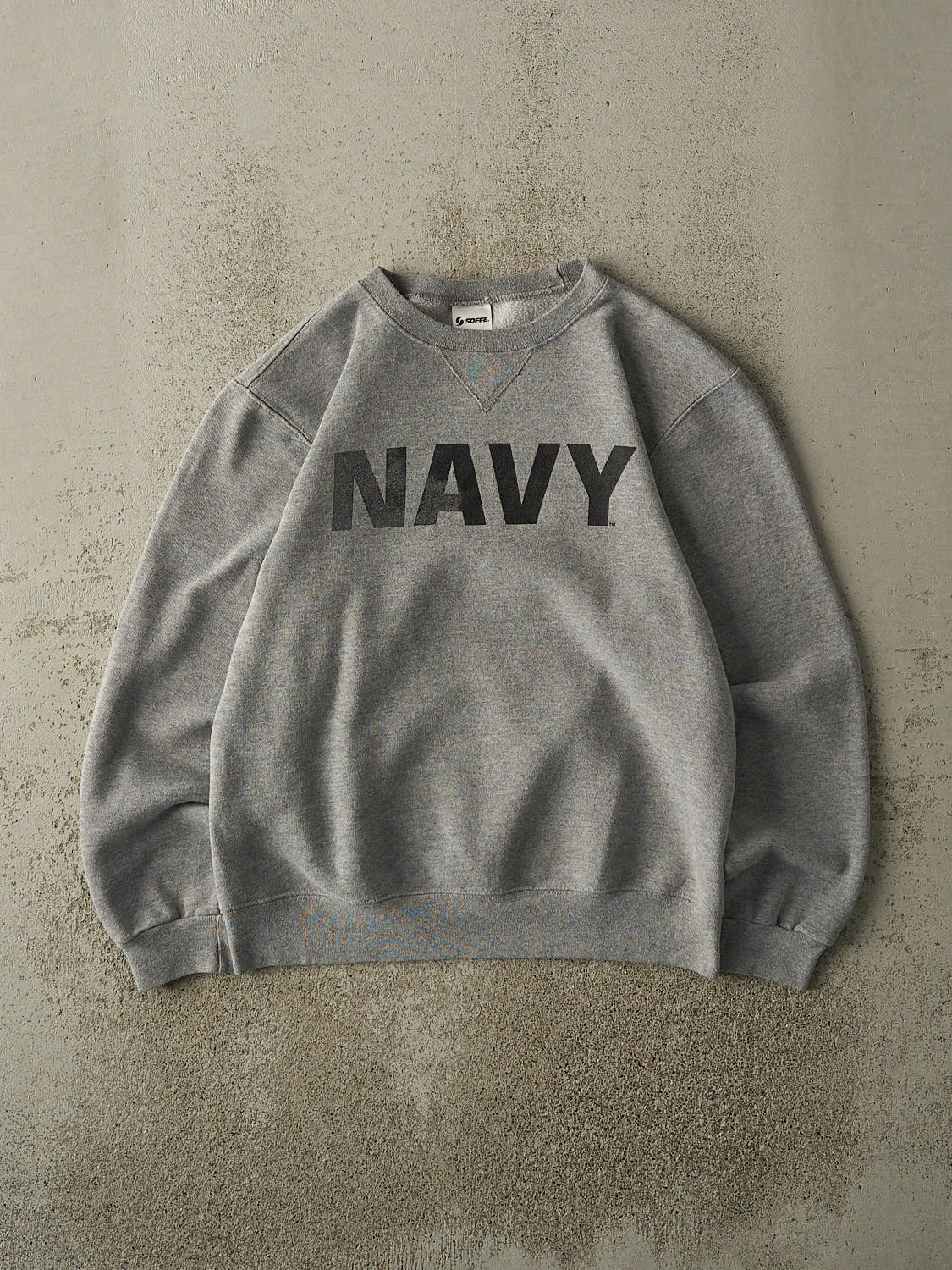 Vintage Y2K Grey US Navy Crewneck (M) sold by Rebalance Vintage