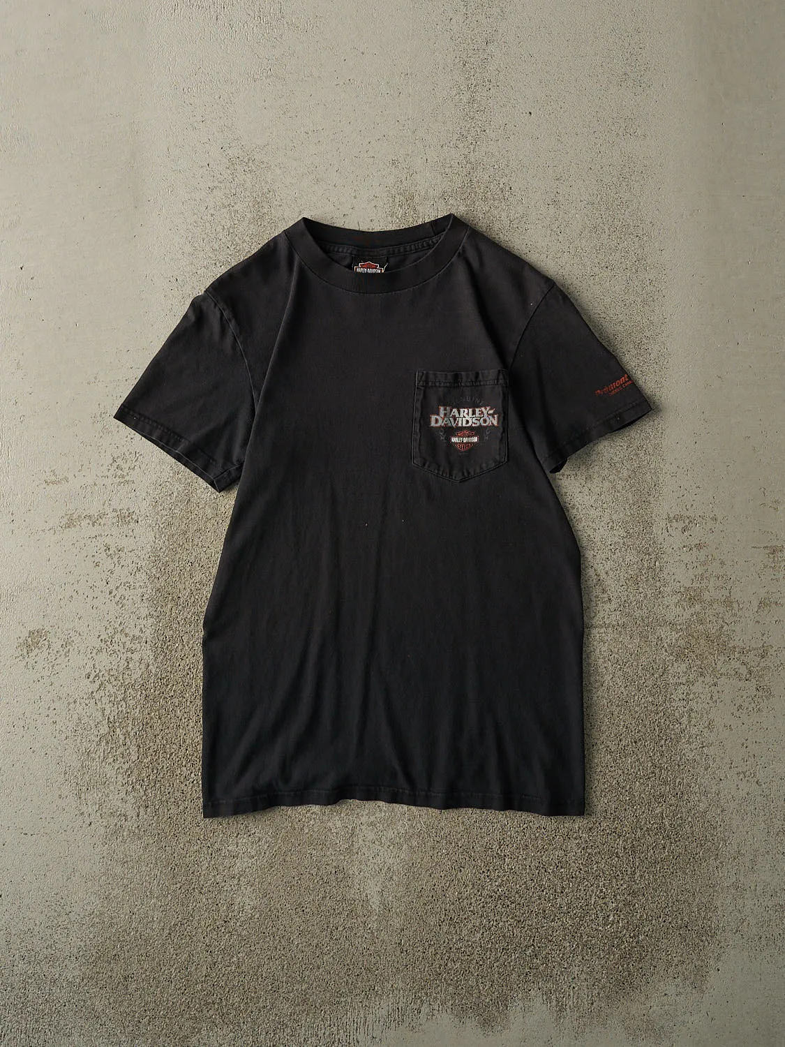 Vintage Y2K Faded Black Quebec Harley Davidson Pocket Tee (XS/S) sold by Rebalance Vintage
