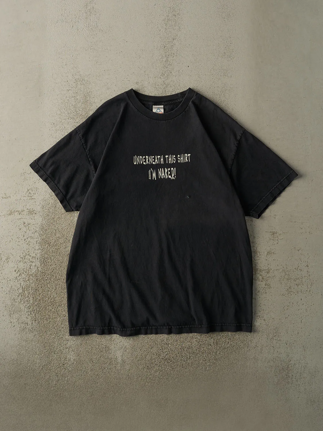 Vintage Y2K Black "I'm Naked" Slogan Tee (L/XL) sold by Rebalance Vintage