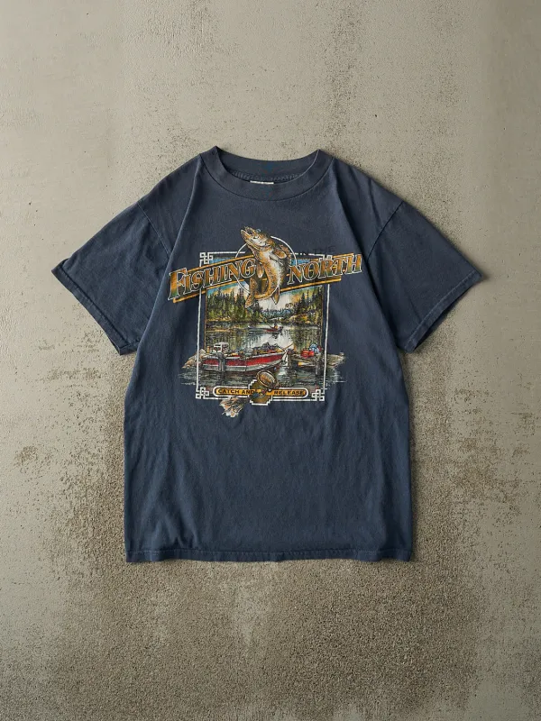 Vintage 90s Navy Blue Fishing In The North Tee (S/M) sold by Rebalance Vintage