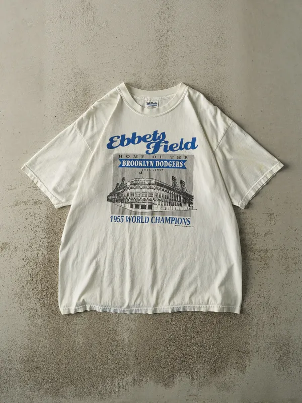 Vintage Y2K White Ebbets Field New York Tee (L/XL) sold by Rebalance Vintage