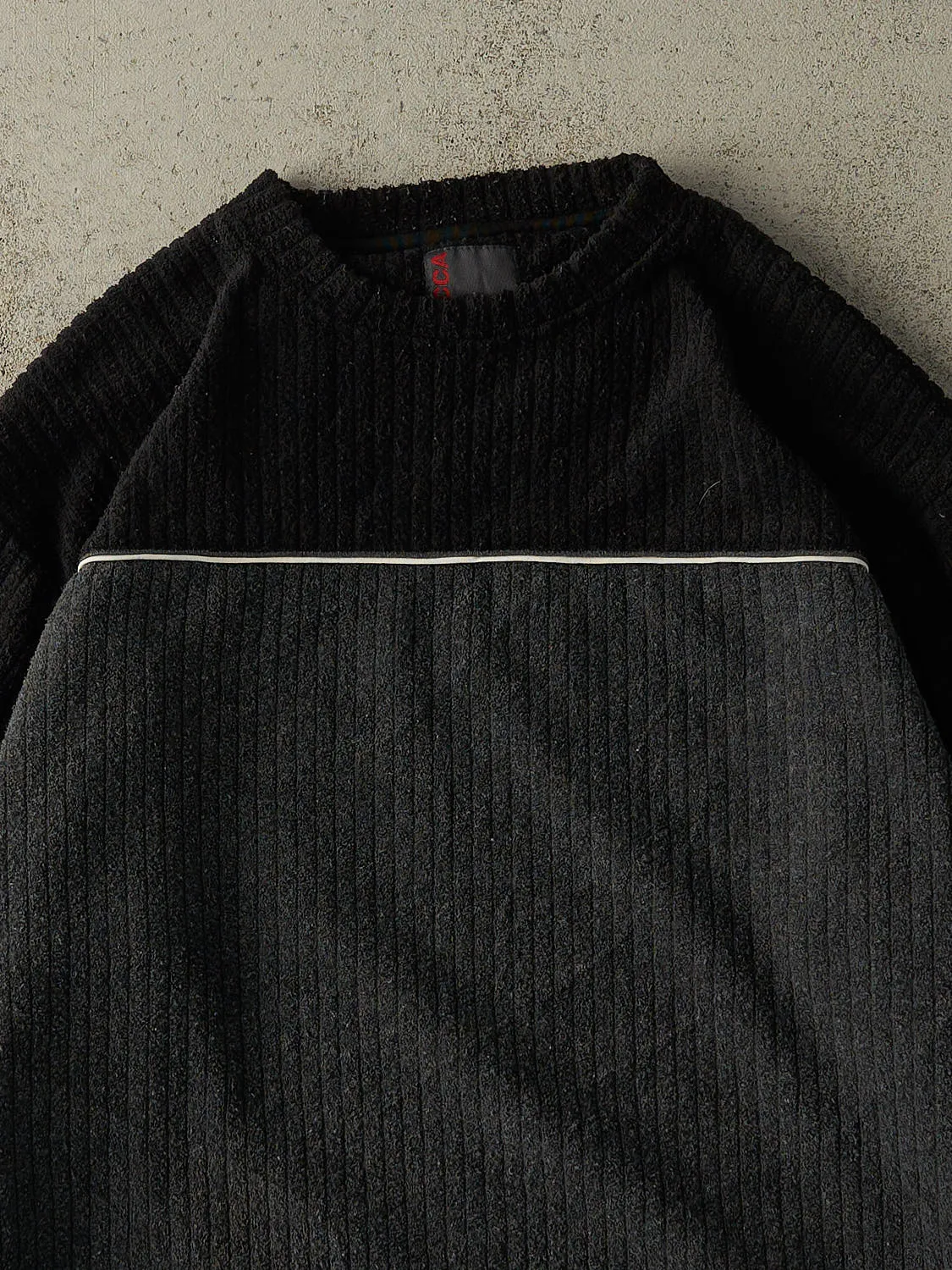 Vintage Y2K Black & Grey Striped Textured Long Sleeve (XL/XXL) sold by Rebalance Vintage product image thumbnail 2