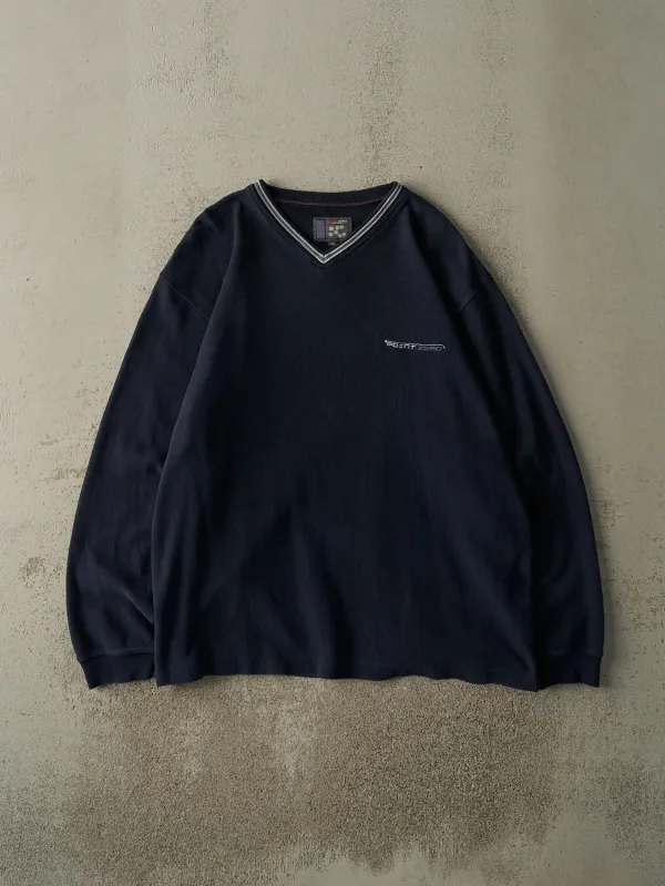 Vintage Y2K Navy Blue Point Zero Embroidered Textured Long Sleeve (XL/XXL) sold by Rebalance Vintage