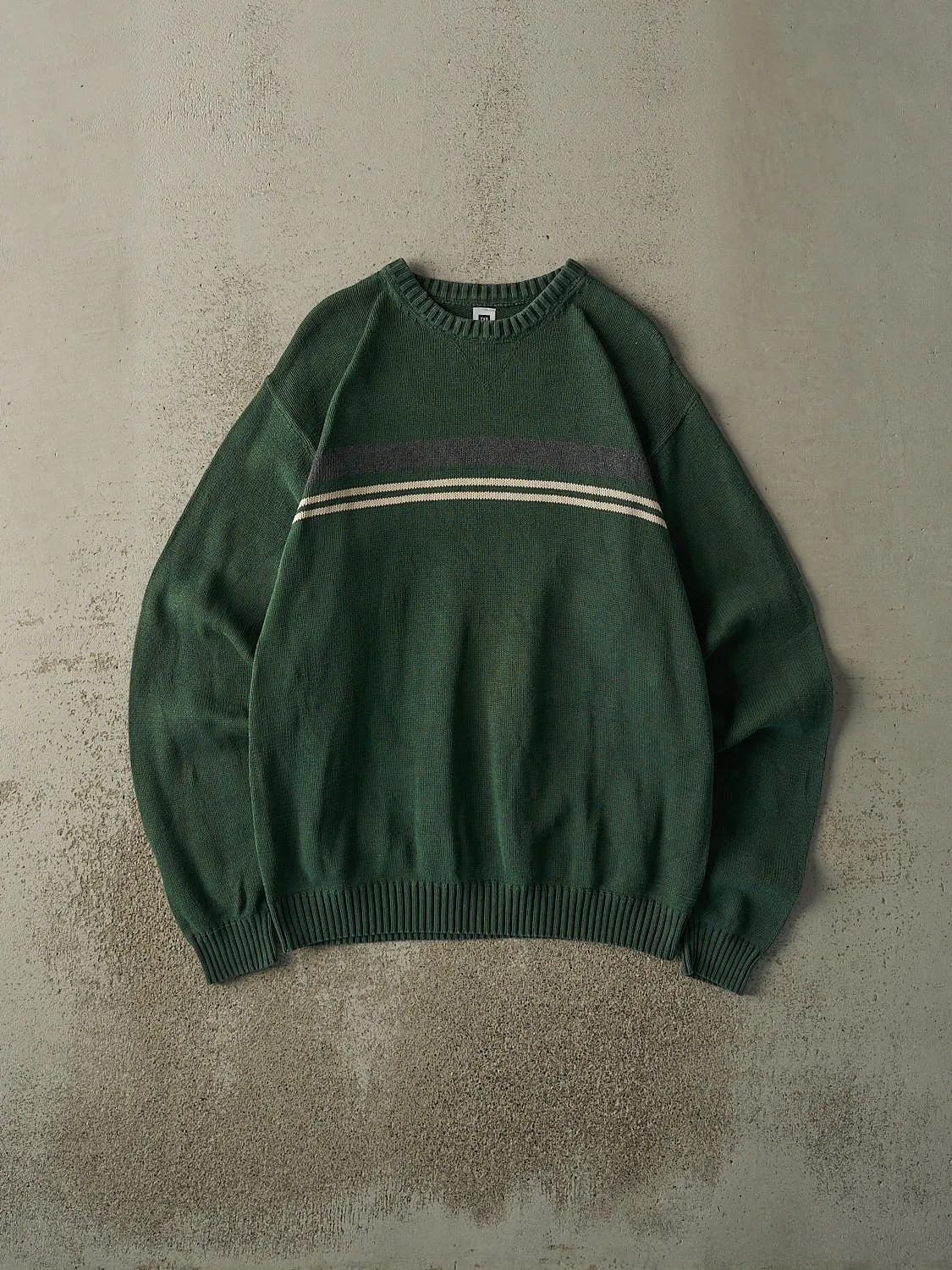 Vintage Y2K Green Gap Striped Knit Pullover (L) sold by Rebalance Vintage