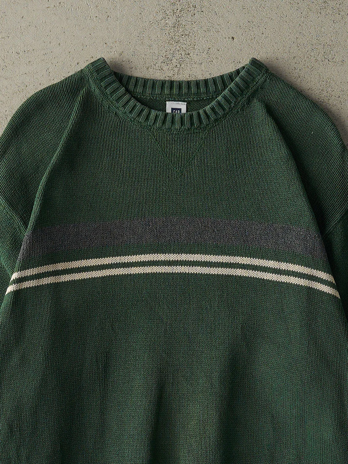 Vintage Y2K Green Gap Striped Knit Pullover (L) sold by Rebalance Vintage product image thumbnail 2