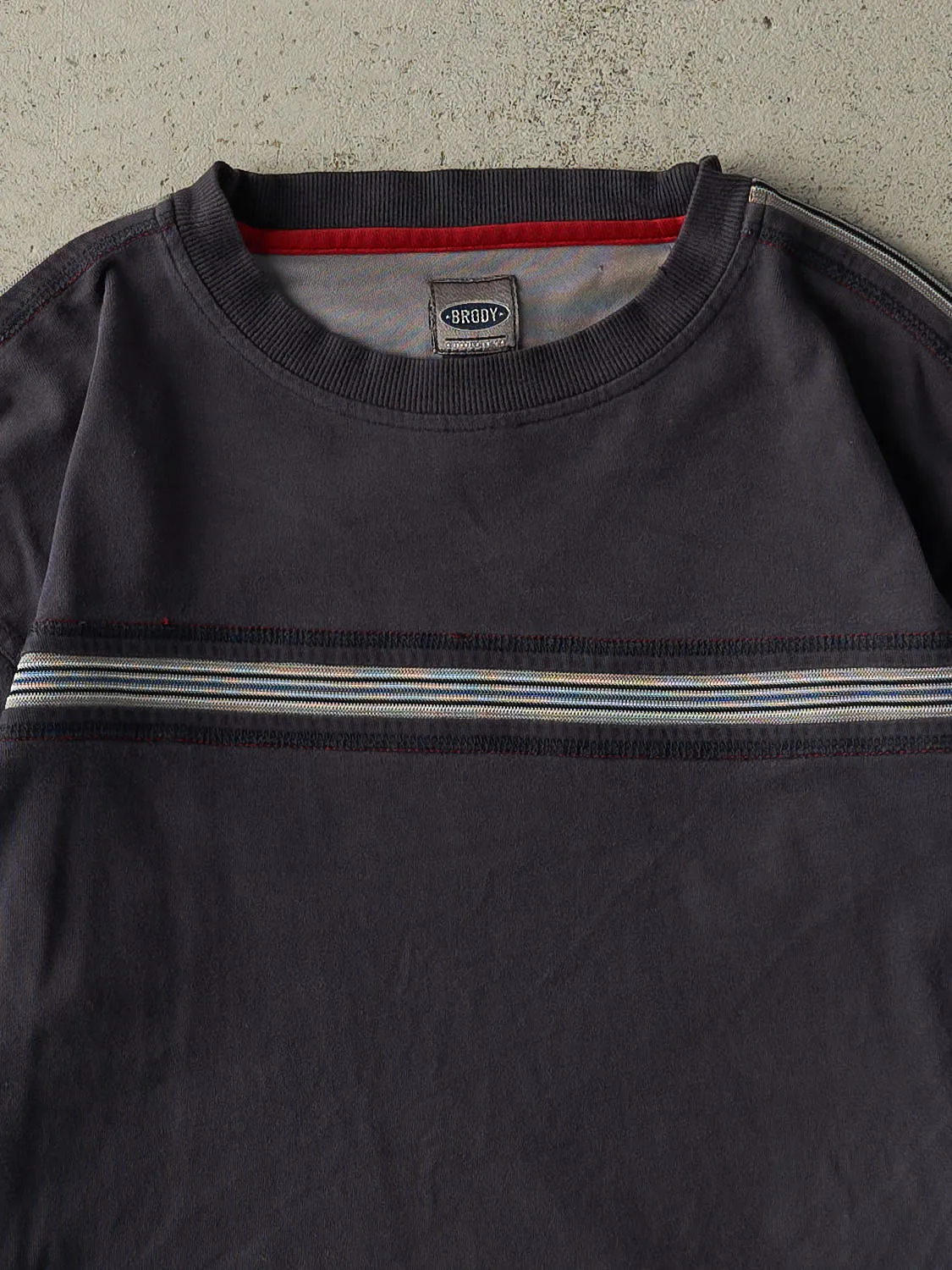 Vintage Y2K Navy Blue Striped Long Sleeve (L) sold by Rebalance Vintage product image thumbnail 2