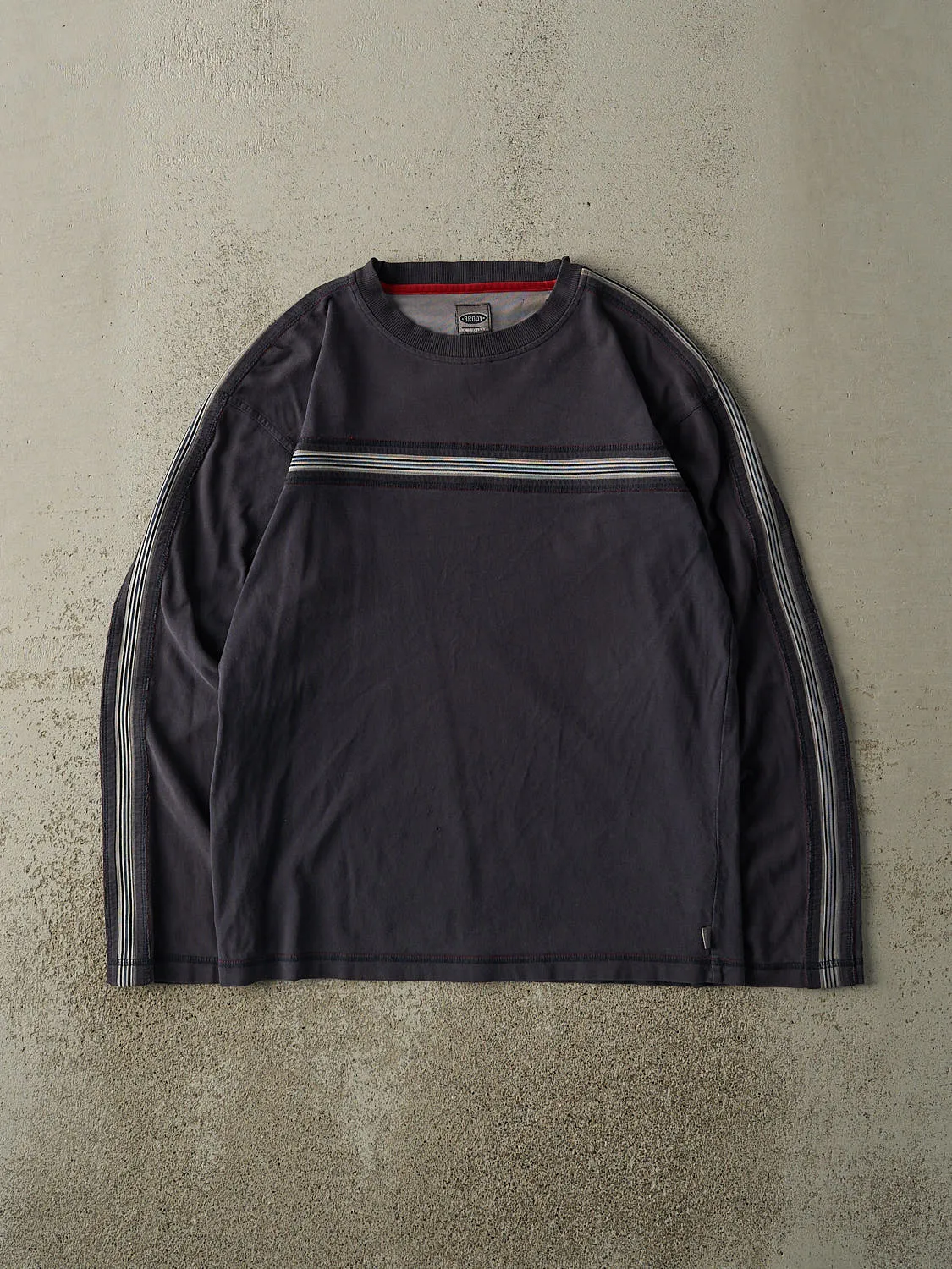 Vintage Y2K Navy Blue Striped Long Sleeve (L) sold by Rebalance Vintage