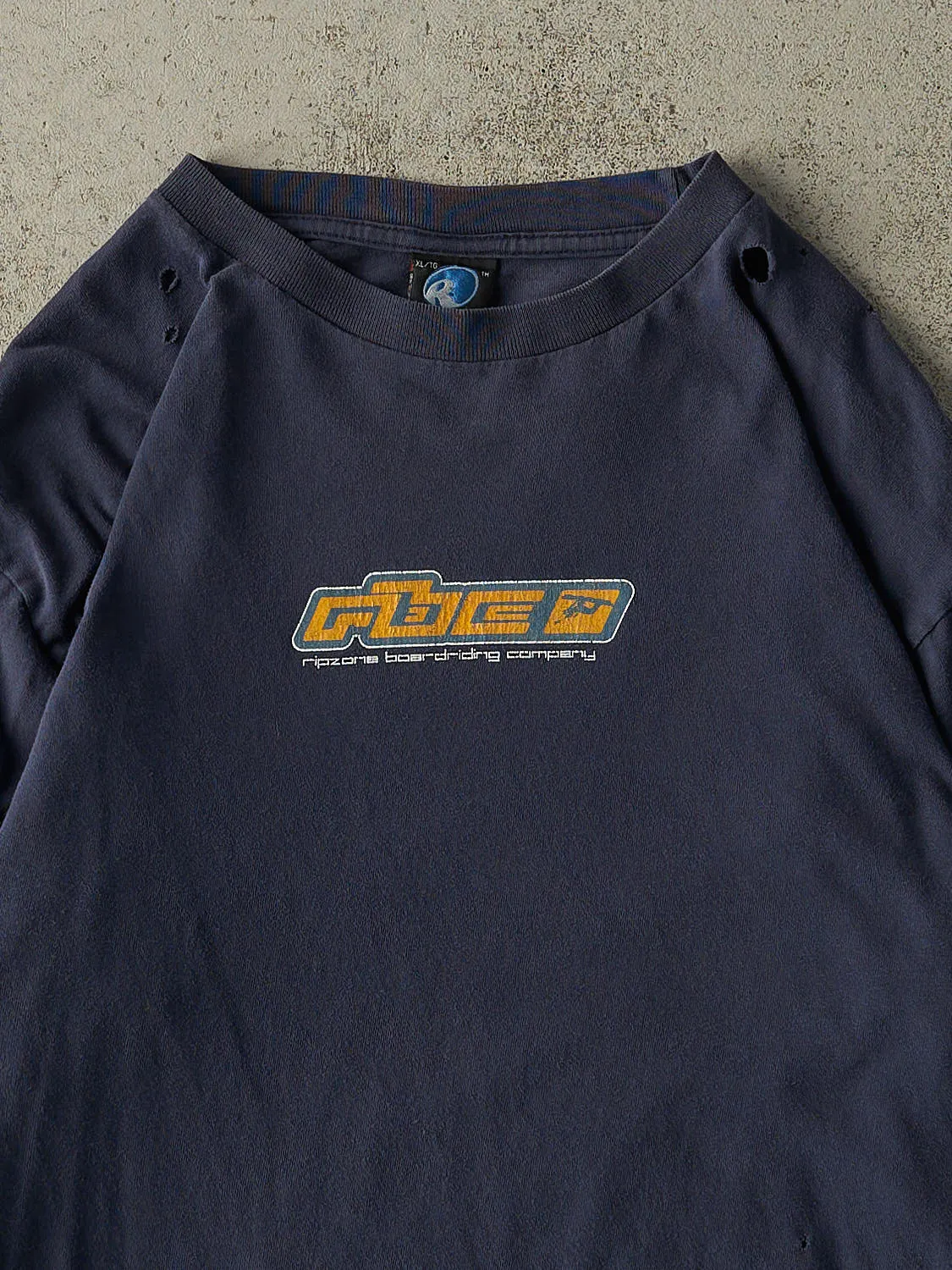 Vintage Y2K Navy Blue Ripzone Logo Long Sleeve (XL) sold by Rebalance Vintage product image thumbnail 2