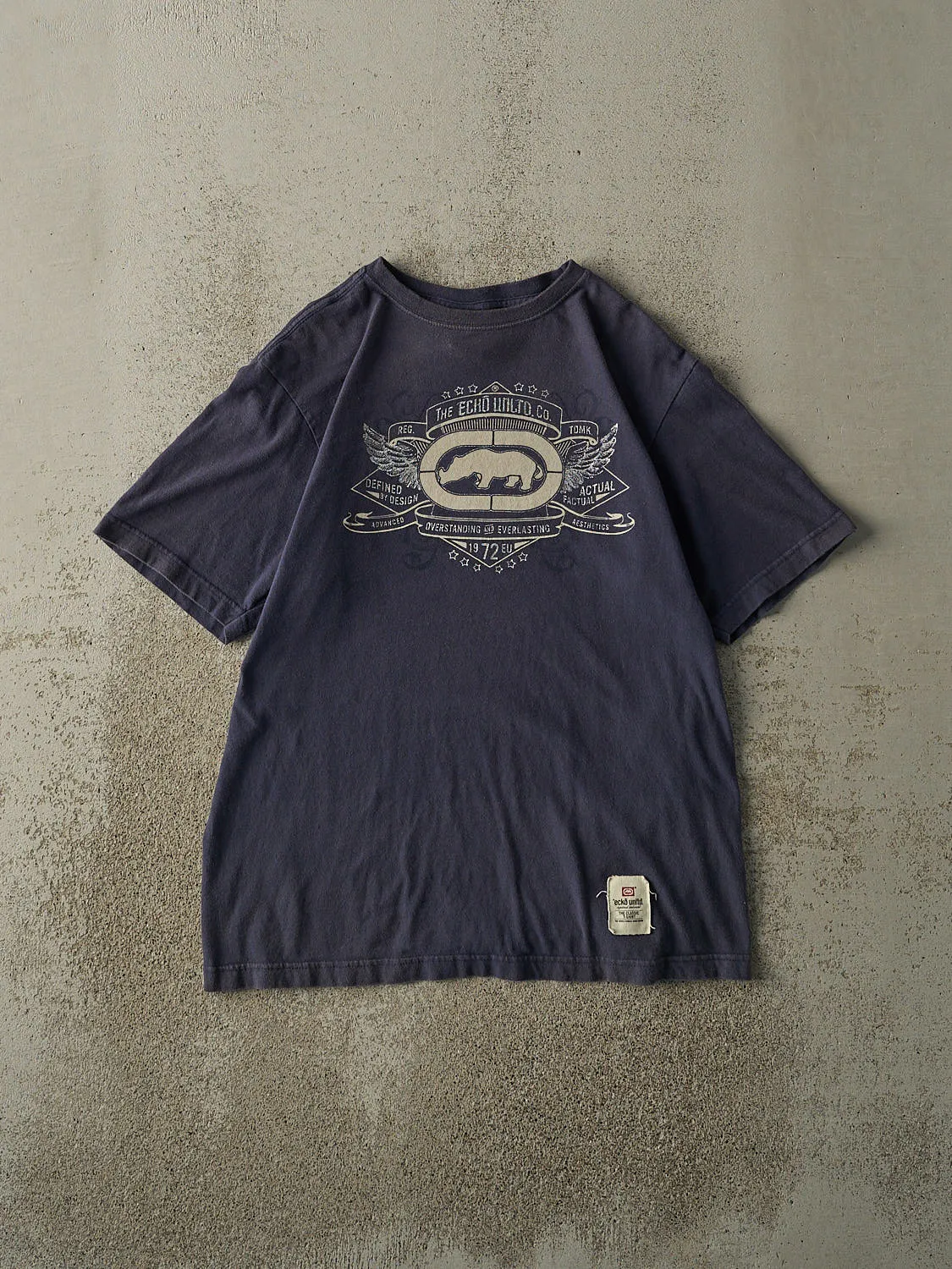 Vintage Y2K Navy Blue Ecko Logo Tee (S/M) sold by Rebalance Vintage