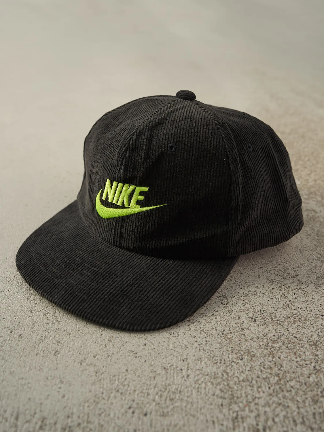 Vintage 90s Black Nike Embroidered Corduroy Snapback Hat sold by Rebalance Vintage product image thumbnail 2