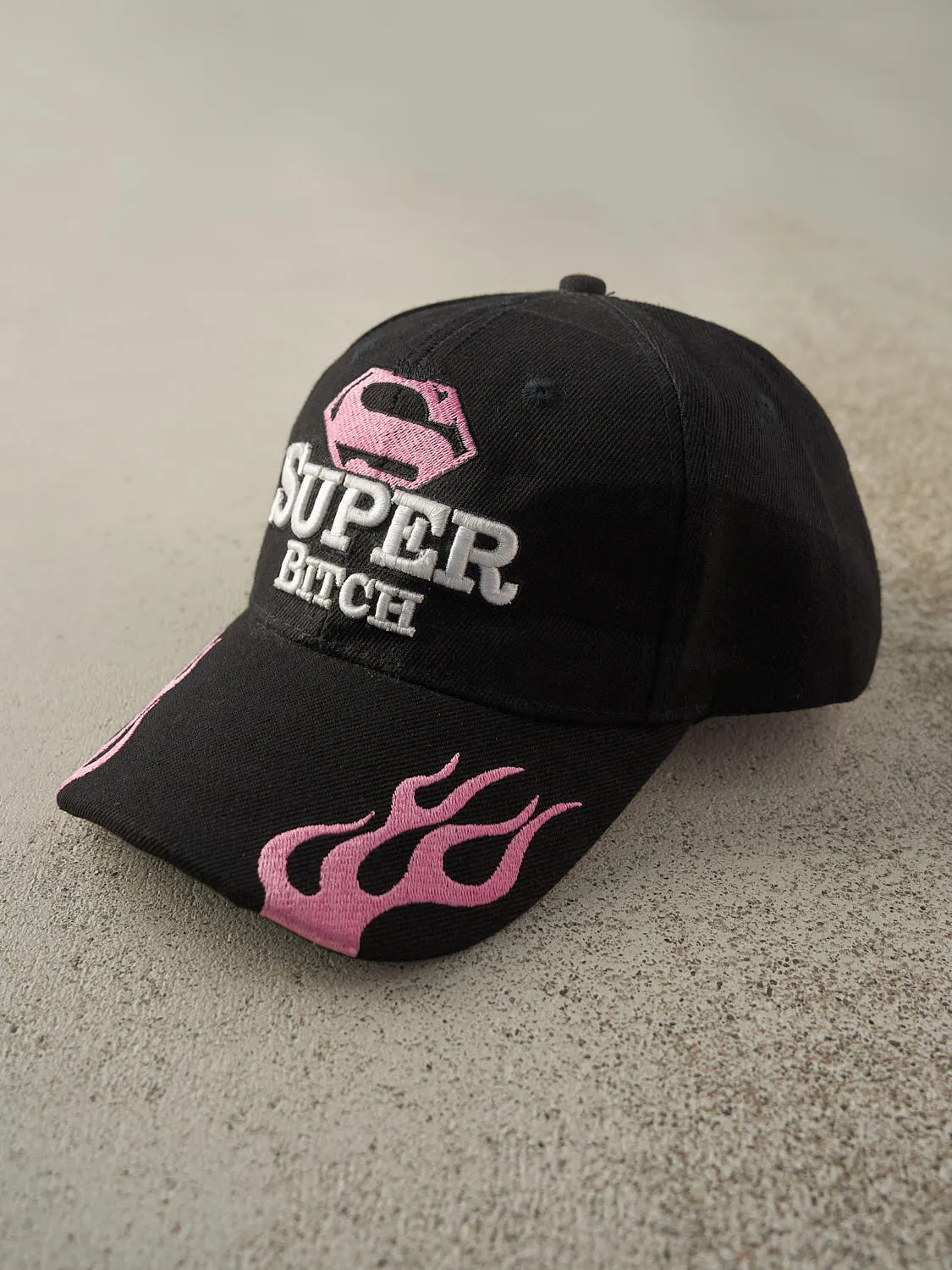 Vintage Y2K Black & Pink Super Bitch Velcro Hat sold by Rebalance Vintage product image thumbnail 2