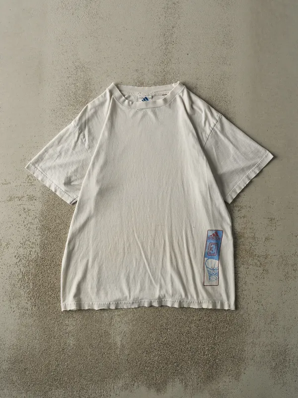 Vintage 90s White Adidas Basketball Tee (M/L) sold by Rebalance Vintage
