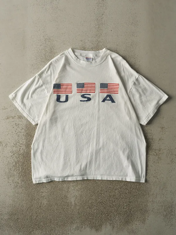 Vintage Y2K White USA Tee (L) sold by Rebalance Vintage