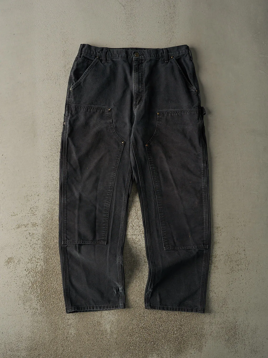 Vintage 90s Faded Black Carhartt Double Knee Carpenter Pants (36x31.5) sold by Rebalance Vintage