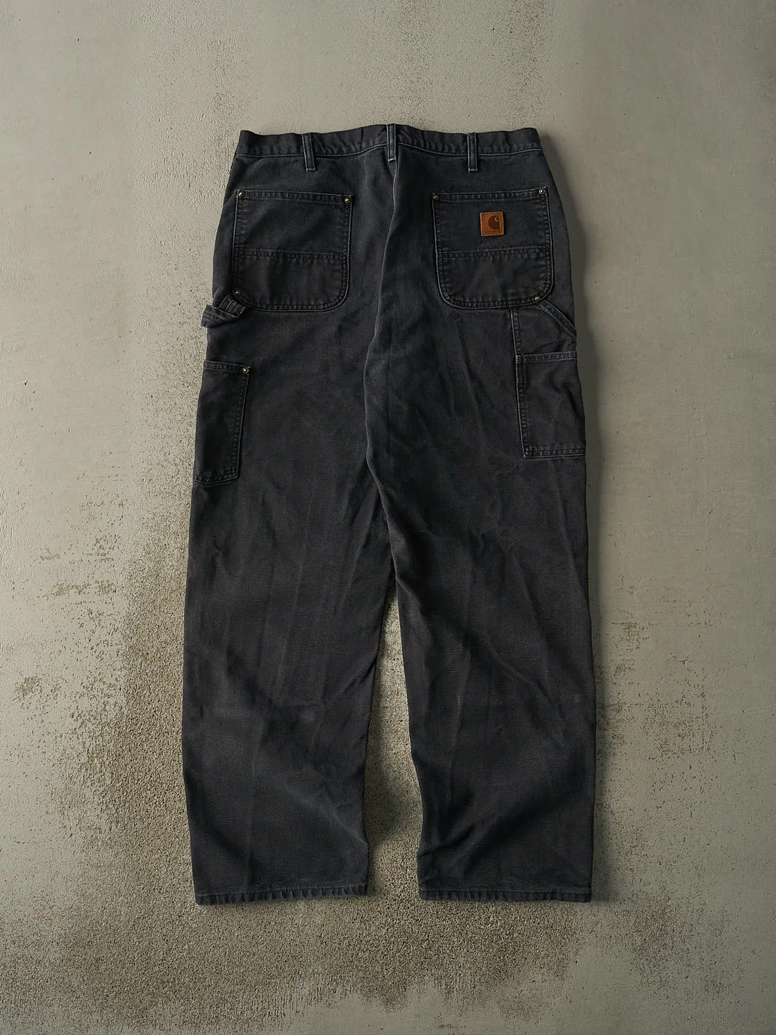 Vintage 90s Faded Black Carhartt Double Knee Carpenter Pants (36x31.5) sold by Rebalance Vintage product image thumbnail 3