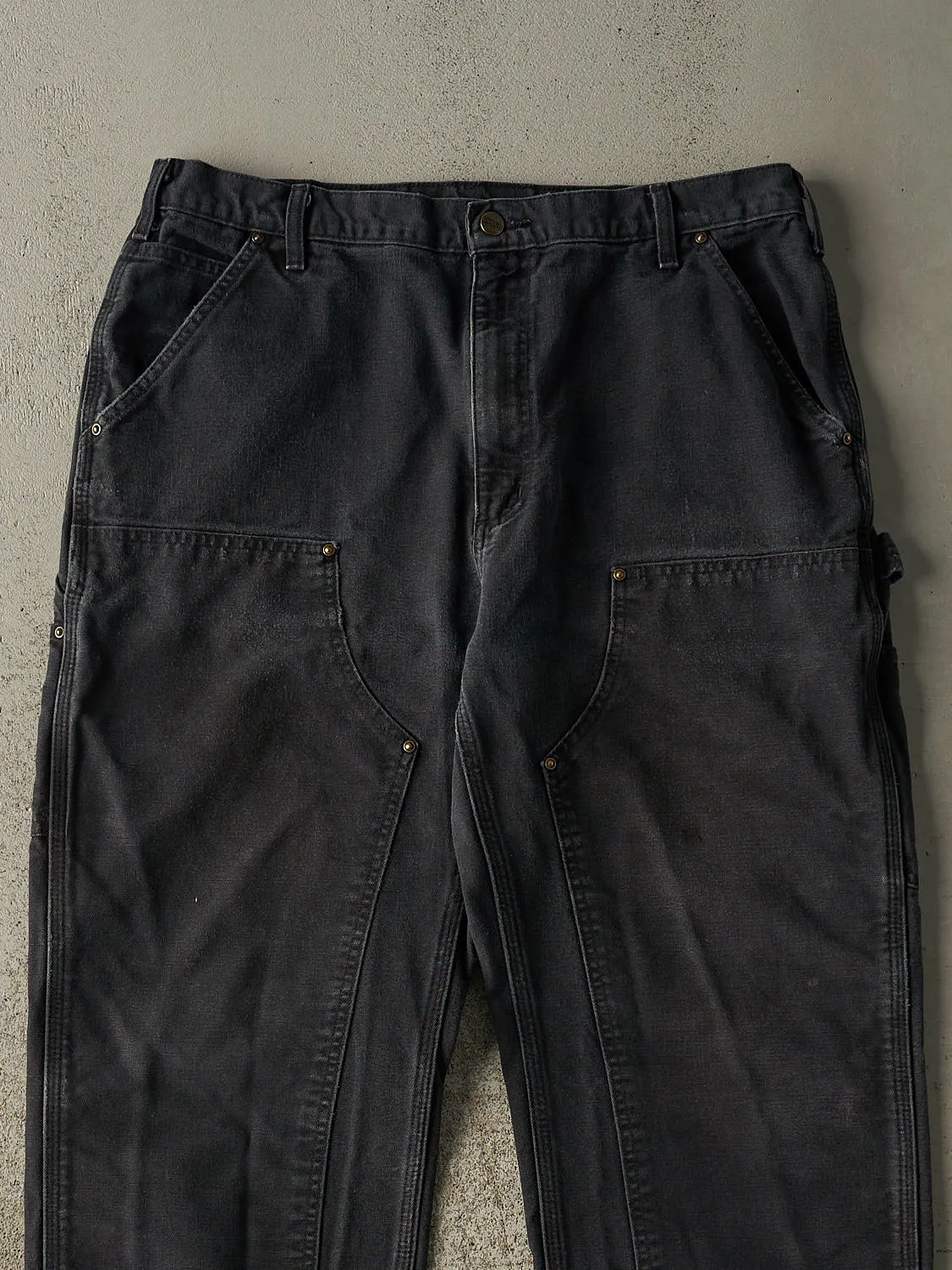 Vintage 90s Faded Black Carhartt Double Knee Carpenter Pants (36x31.5) sold by Rebalance Vintage product image thumbnail 4