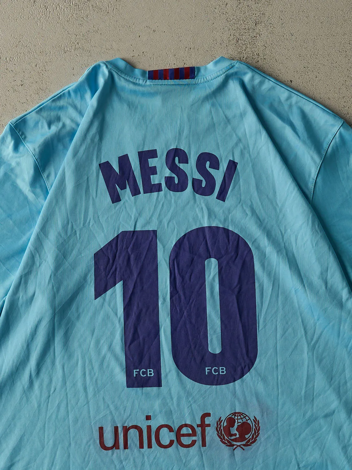 Vintage Y2K Blue FC Barcelona #10 Lionel Messi Soccer Jersey (XL/XXL) sold by Rebalance Vintage product image thumbnail 4