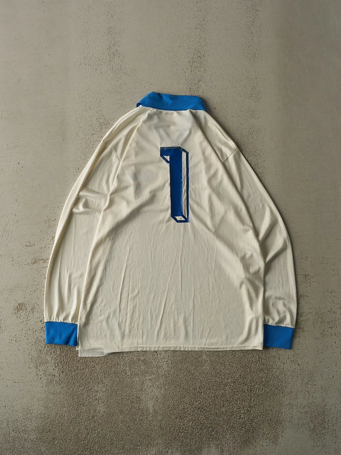 Vintage Y2K White & Blue Italia Long Sleeve Soccer Jersey (L/XL) sold by Rebalance Vintage product image thumbnail 2