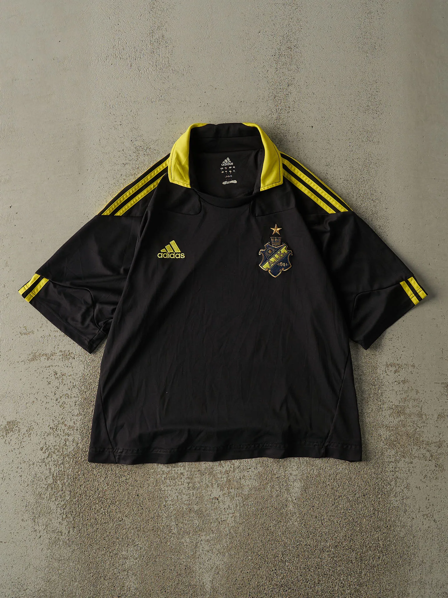 Vintage Y2K Black & Yellow Adidas AIK Fotboll Soccer Jersey (M/L) sold by Rebalance Vintage