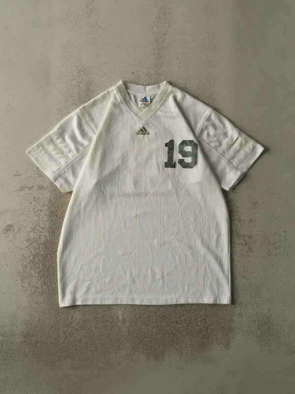 Vintage 90s White & Green Adidas Embroidered #19 Soccer Jersey (XL) sold by Rebalance Vintage