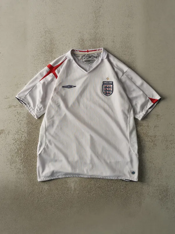 Vintage Y2K White England Soccer Jersey (L) sold by Rebalance Vintage