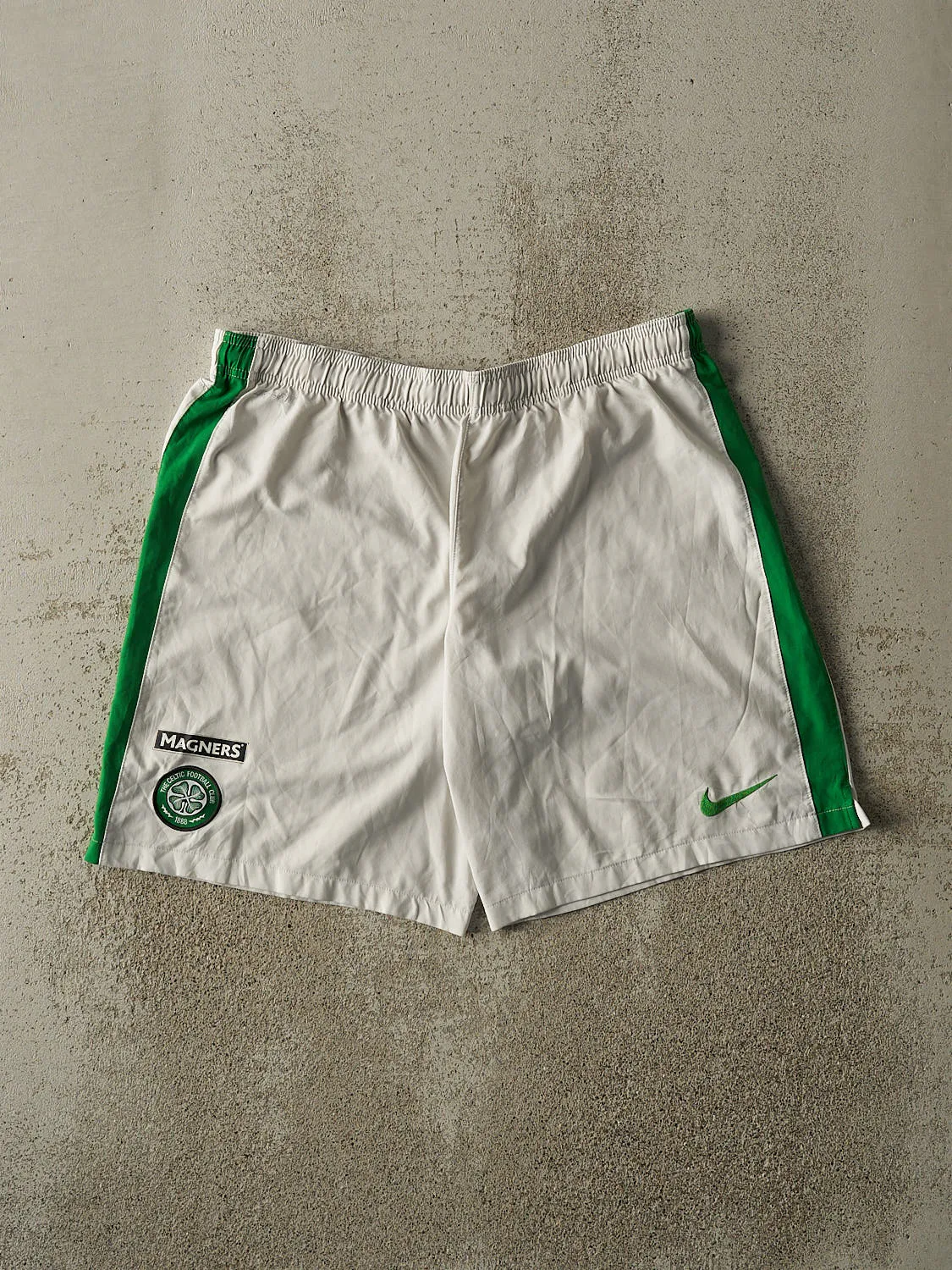 Vintage Y2K White Nike x Celtic Football Club Track Shorts (35x10) sold by Rebalance Vintage