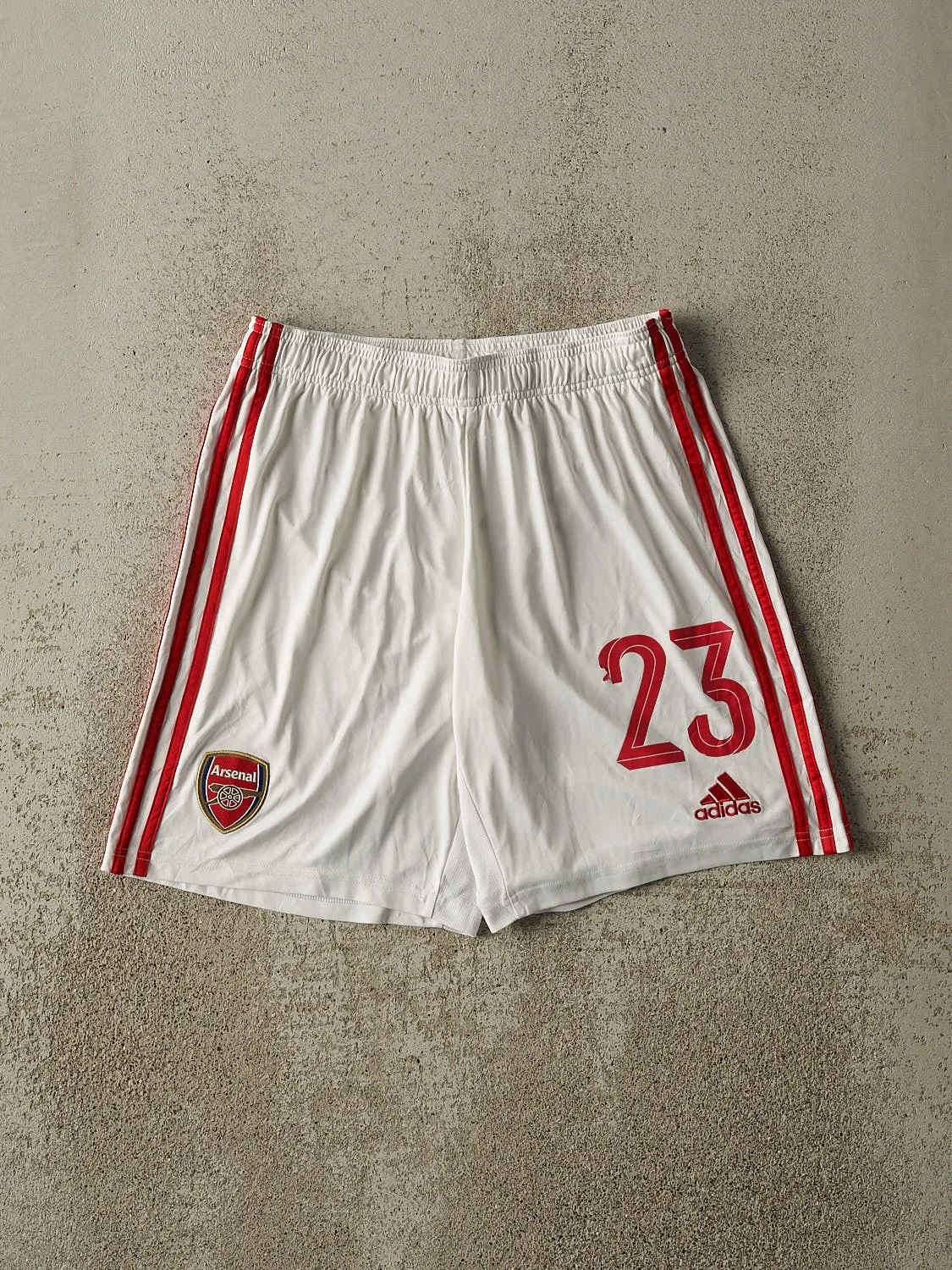 Vintage Y2K White Adidas x Arsenal Track Shorts (27x8) sold by Rebalance Vintage