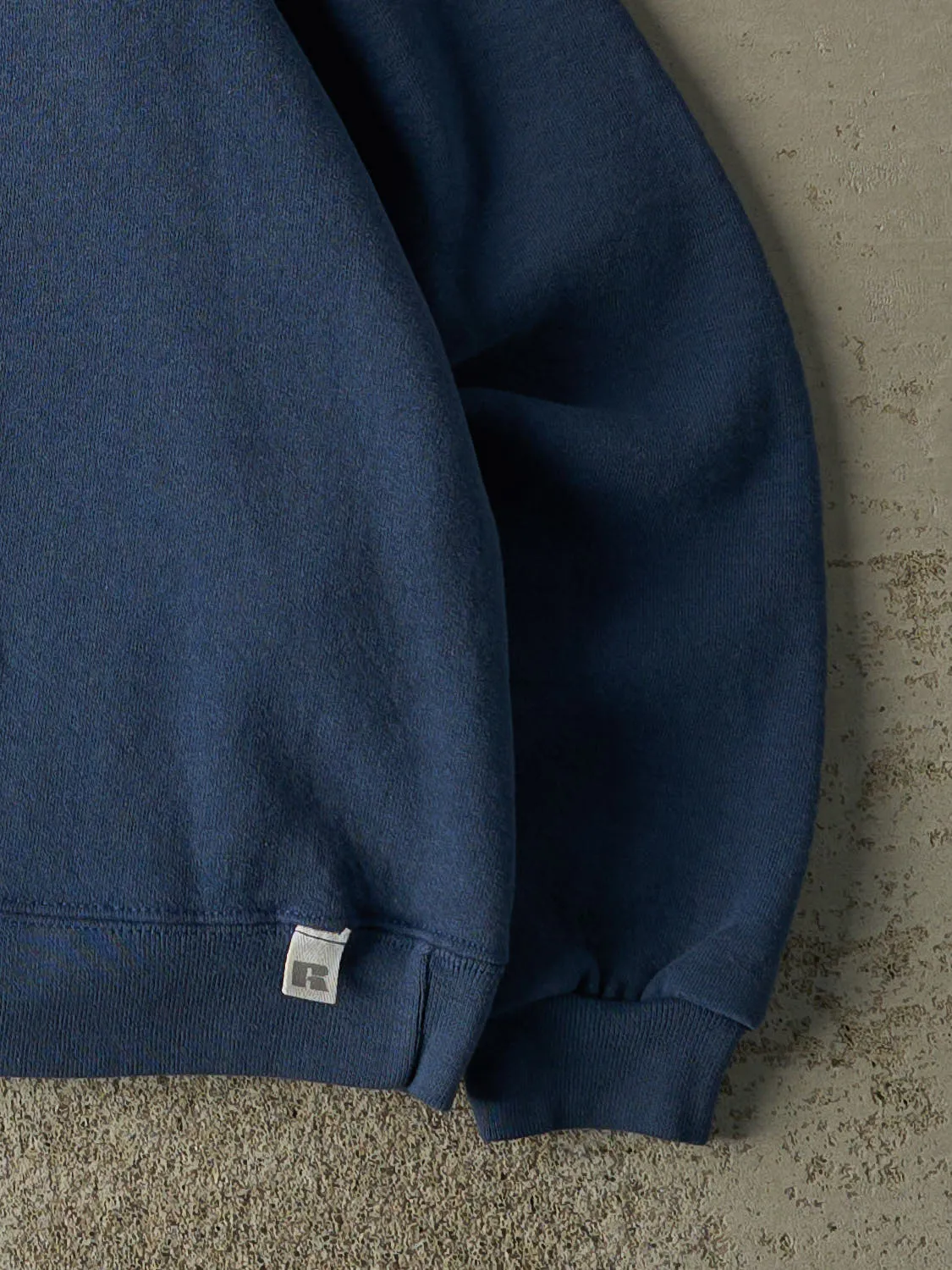 Vintage 90s Navy Blue Russell Athletic Blank Boxy Crewneck (XS/S) sold by Rebalance Vintage product image thumbnail 3