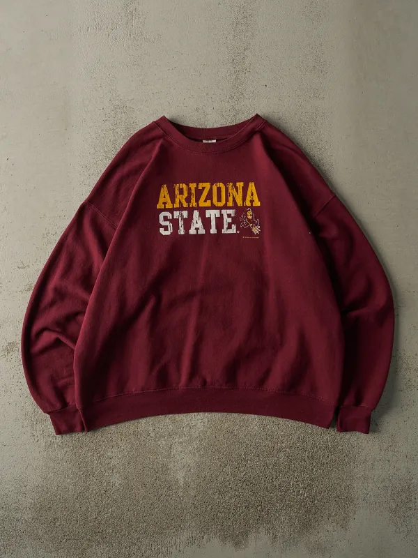 Vintage Y2K Burgundy Arizona State University Sun Devils Crewneck (L/XL) sold by Rebalance Vintage