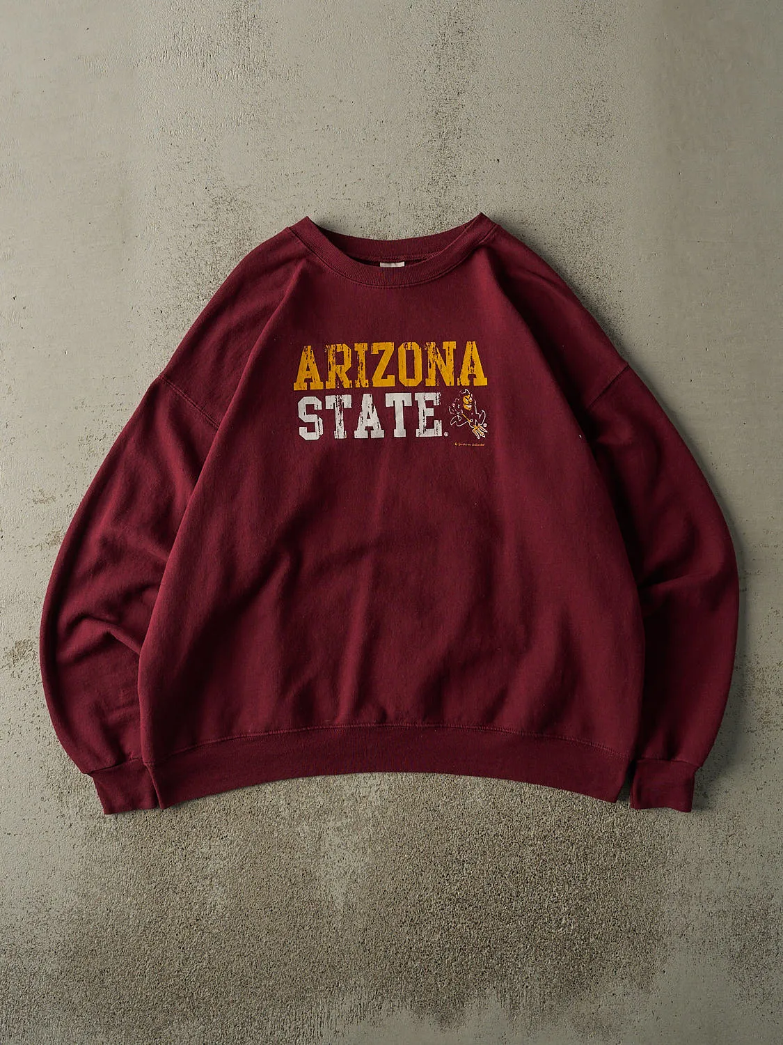Vintage Y2K Burgundy Arizona State University Sun Devils Crewneck (L/XL) sold by Rebalance Vintage