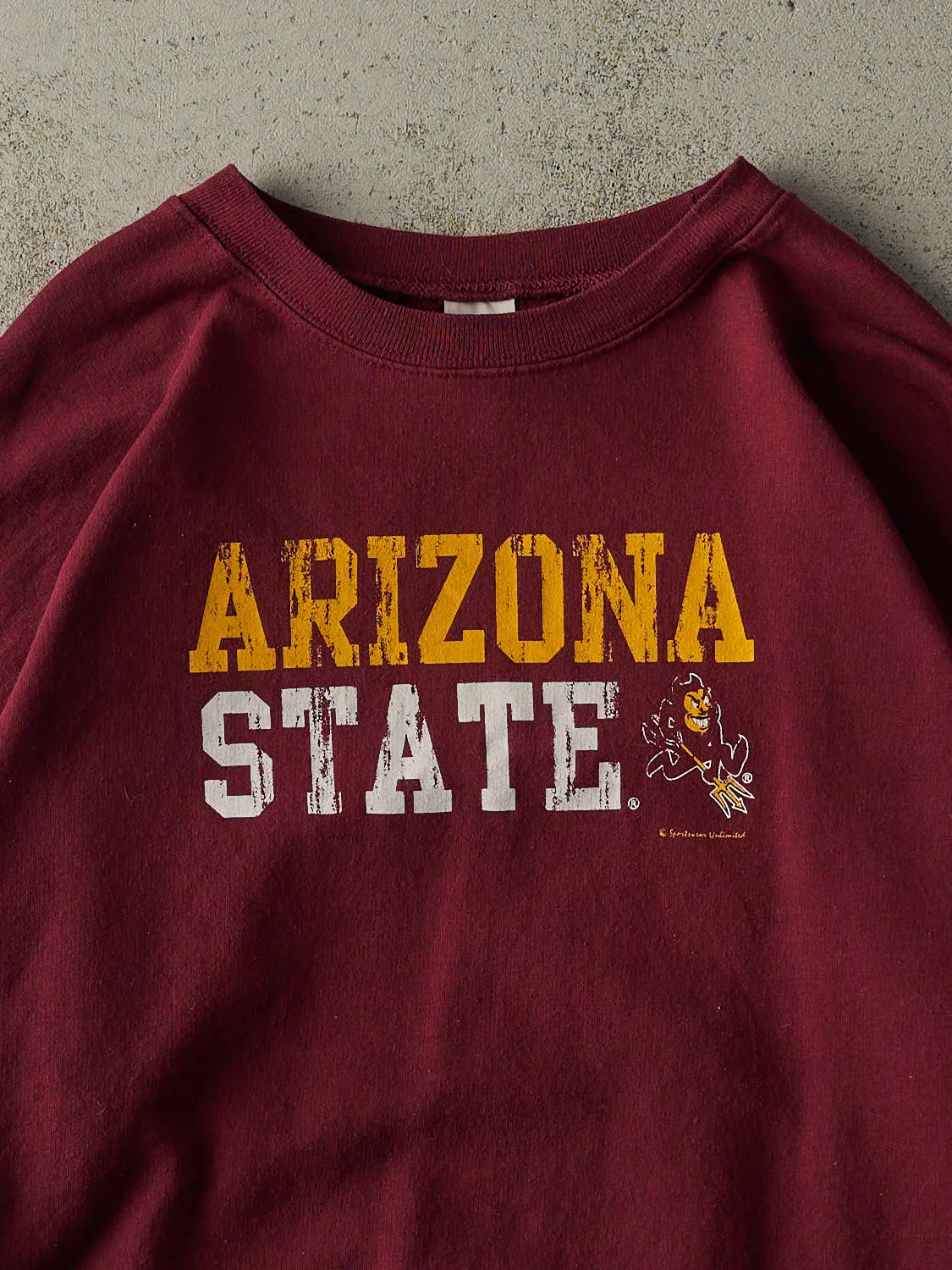 Vintage Y2K Burgundy Arizona State University Sun Devils Crewneck (L/XL) sold by Rebalance Vintage product image thumbnail 2