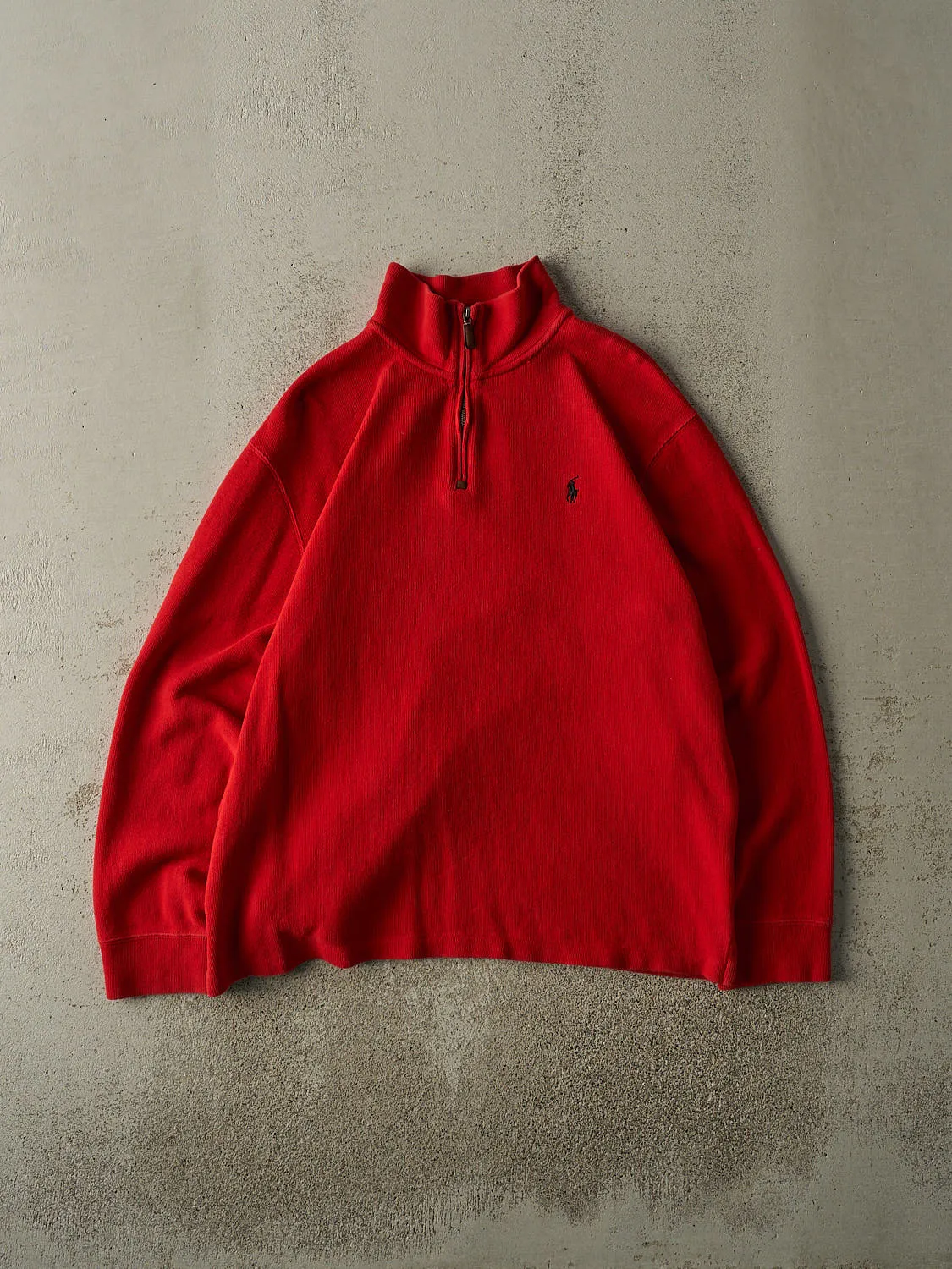 Vintage 90s Red Polo Ralph Lauren Quarter Zip Knit (XL) sold by Rebalance Vintage
