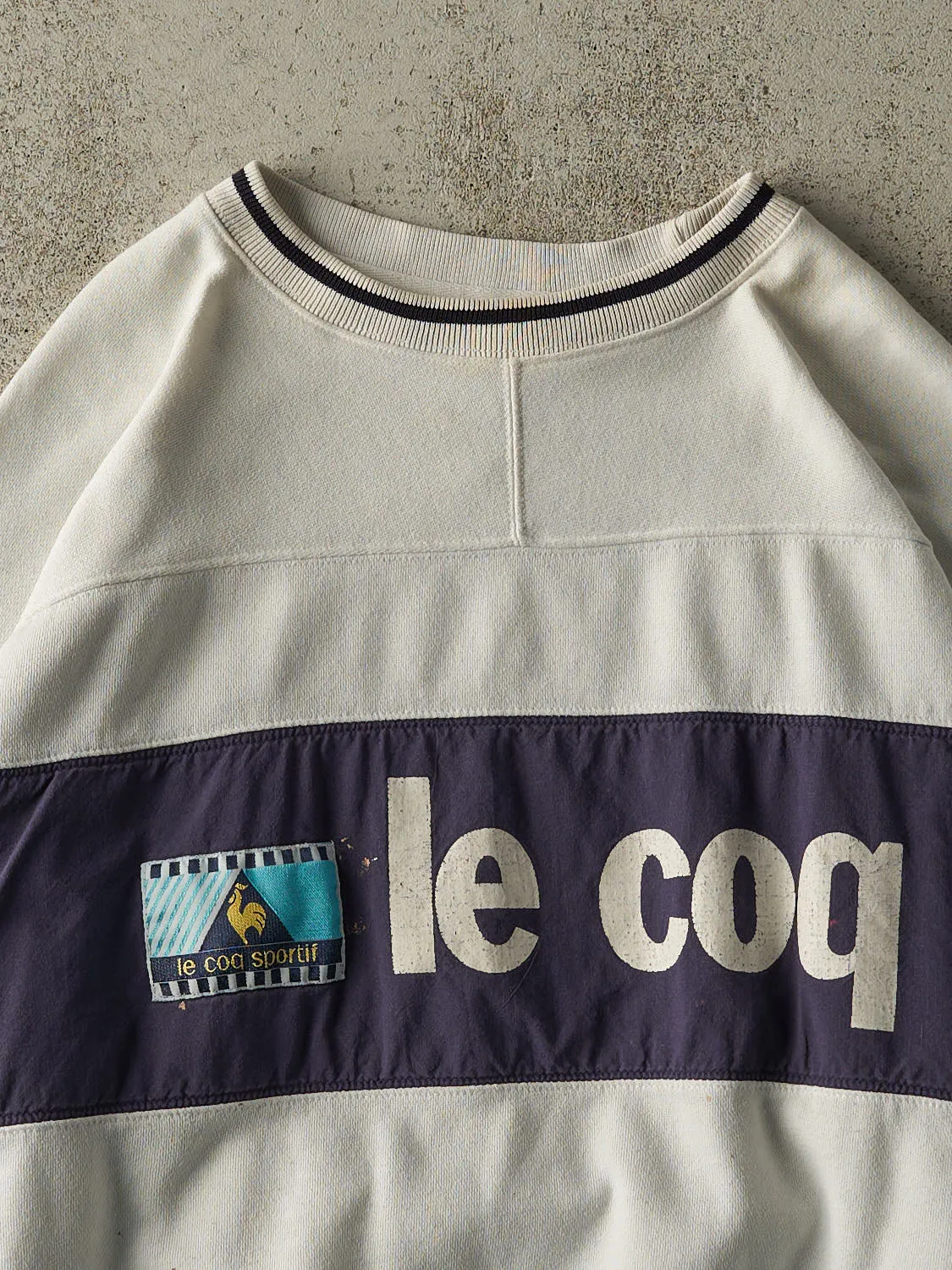 Vintage 90s White & Navy Le Coq Sportif Crewneck (M) sold by Rebalance Vintage product image thumbnail 2
