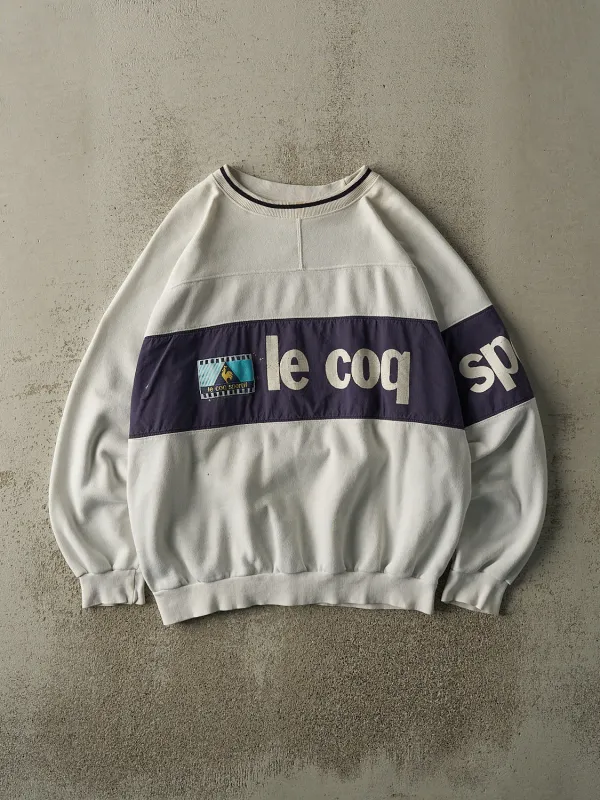 Vintage 90s White & Navy Le Coq Sportif Crewneck (M) made by Rebalance Vintage