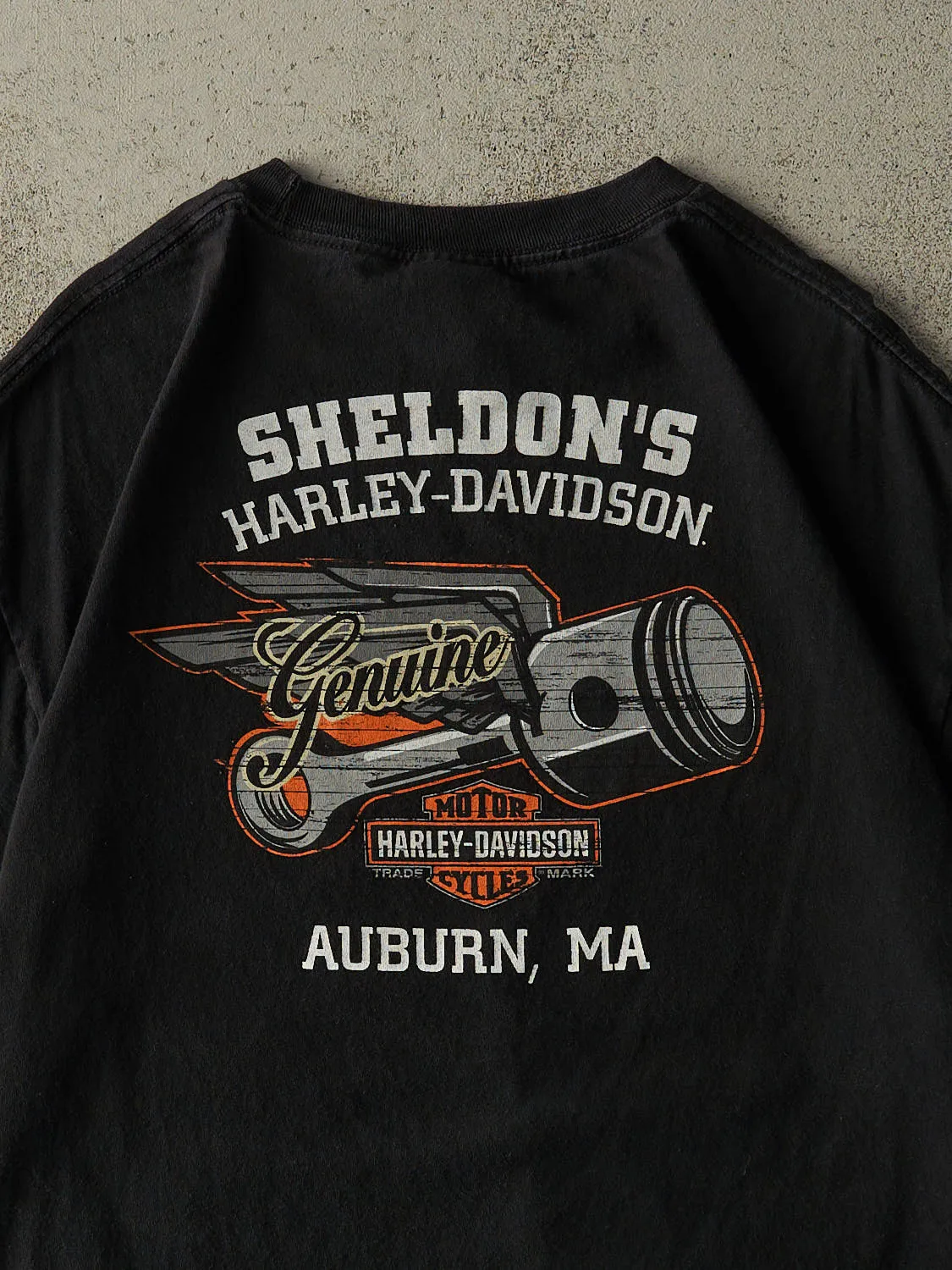 18' Black Auburn MA Harley Davidson Tee (L/XL) sold by Rebalance Vintage product image thumbnail 4