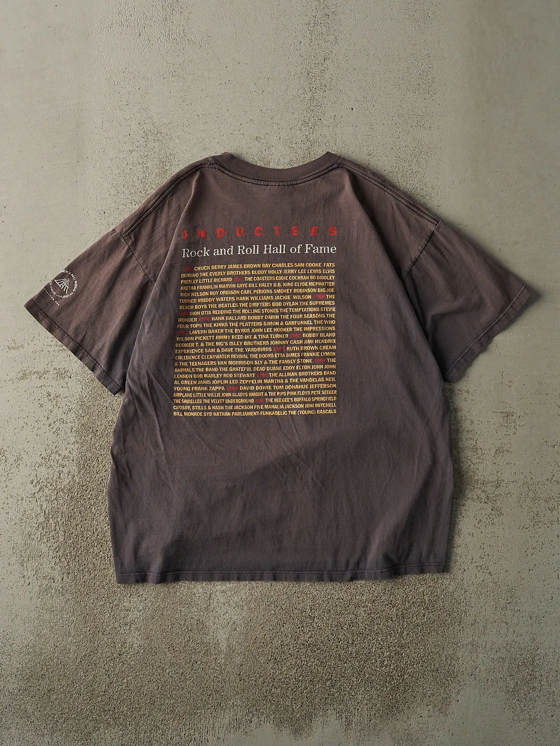Vintage 90s Sun Faded Charcoal Grey Rock And Roll Inductees Tee (L/XL) sold by Rebalance Vintage product image thumbnail 2