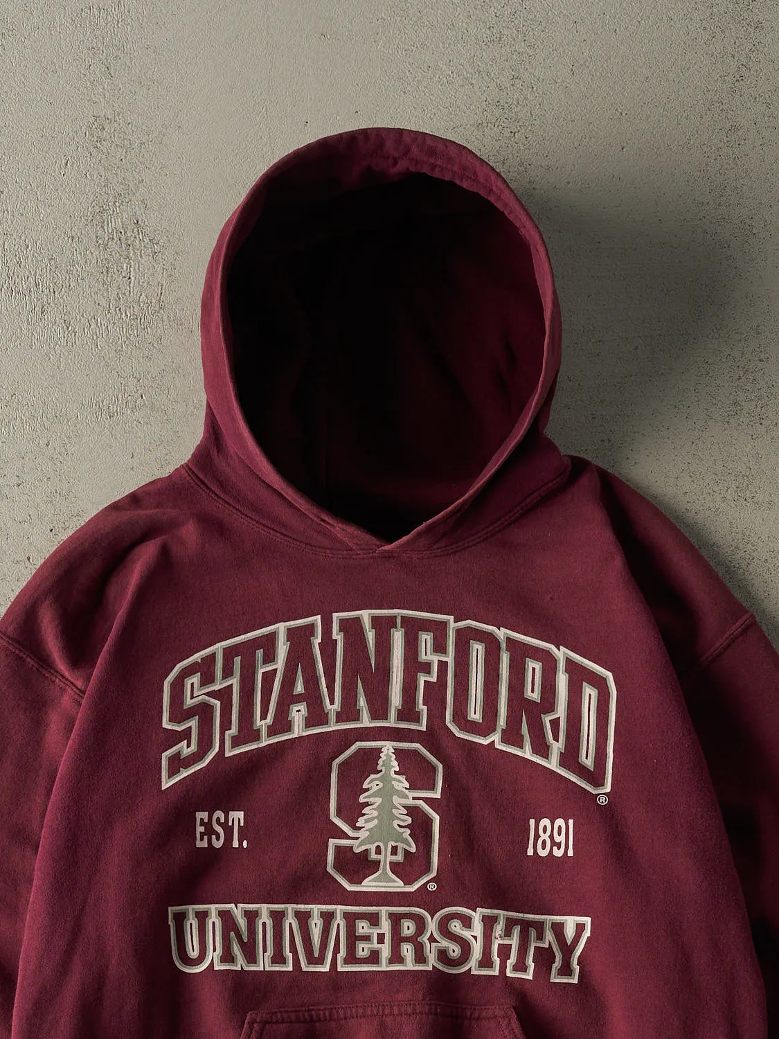 Vintage Y2K Burgundy Stanford University Hoodie (S/M) sold by Rebalance Vintage product image thumbnail 2