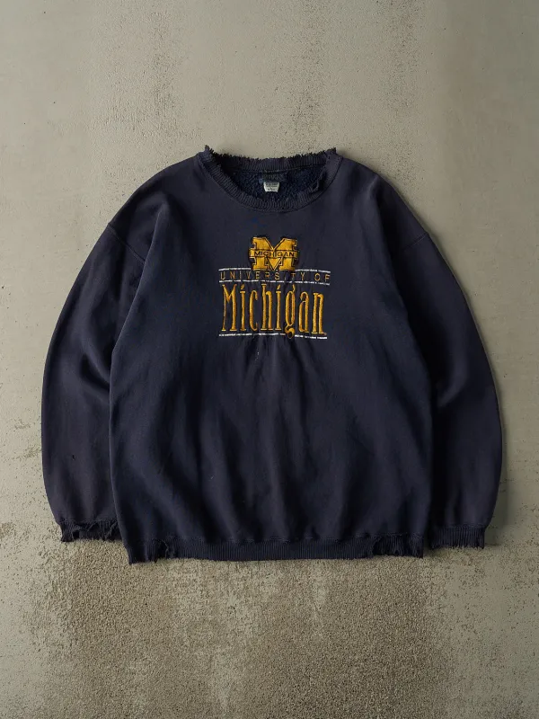 Vintage 90s Navy Blue University of Michigan Wolverines Crewneck (L/XL) sold by Rebalance Vintage