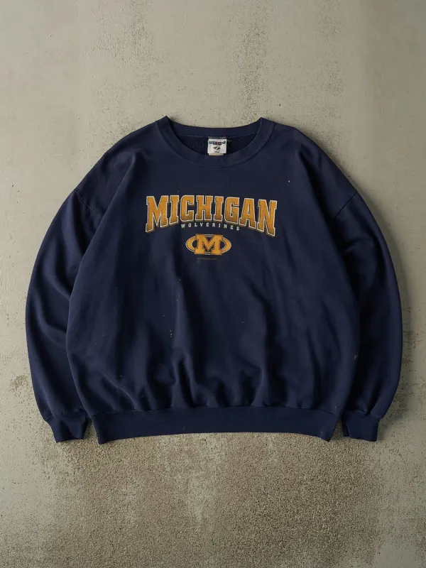Vintage 90s Navy Blue University of Michigan Wolverines Crewneck (L/XL) sold by Rebalance Vintage