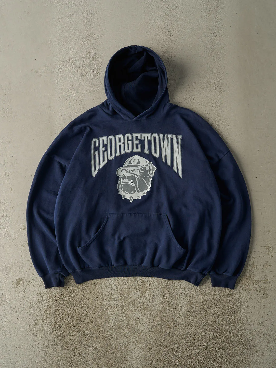 Vintage 90s Navy Blue Georgetown University Hoyas Hoodie (L) sold by Rebalance Vintage