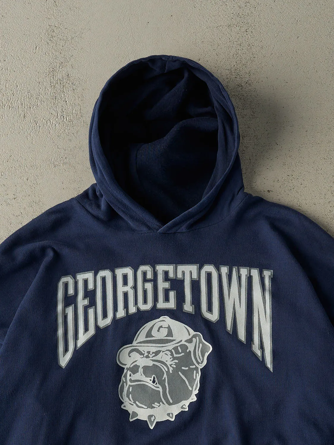Vintage 90s Navy Blue Georgetown University Hoyas Hoodie (L) sold by Rebalance Vintage product image thumbnail 2