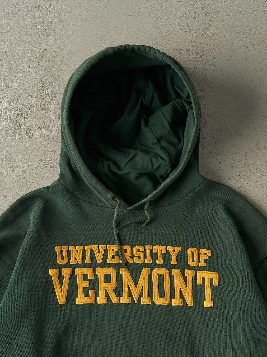Vintage 90s Green University of Vermont Embroidered Hoodie (L/XL) sold by Rebalance Vintage product image thumbnail 2