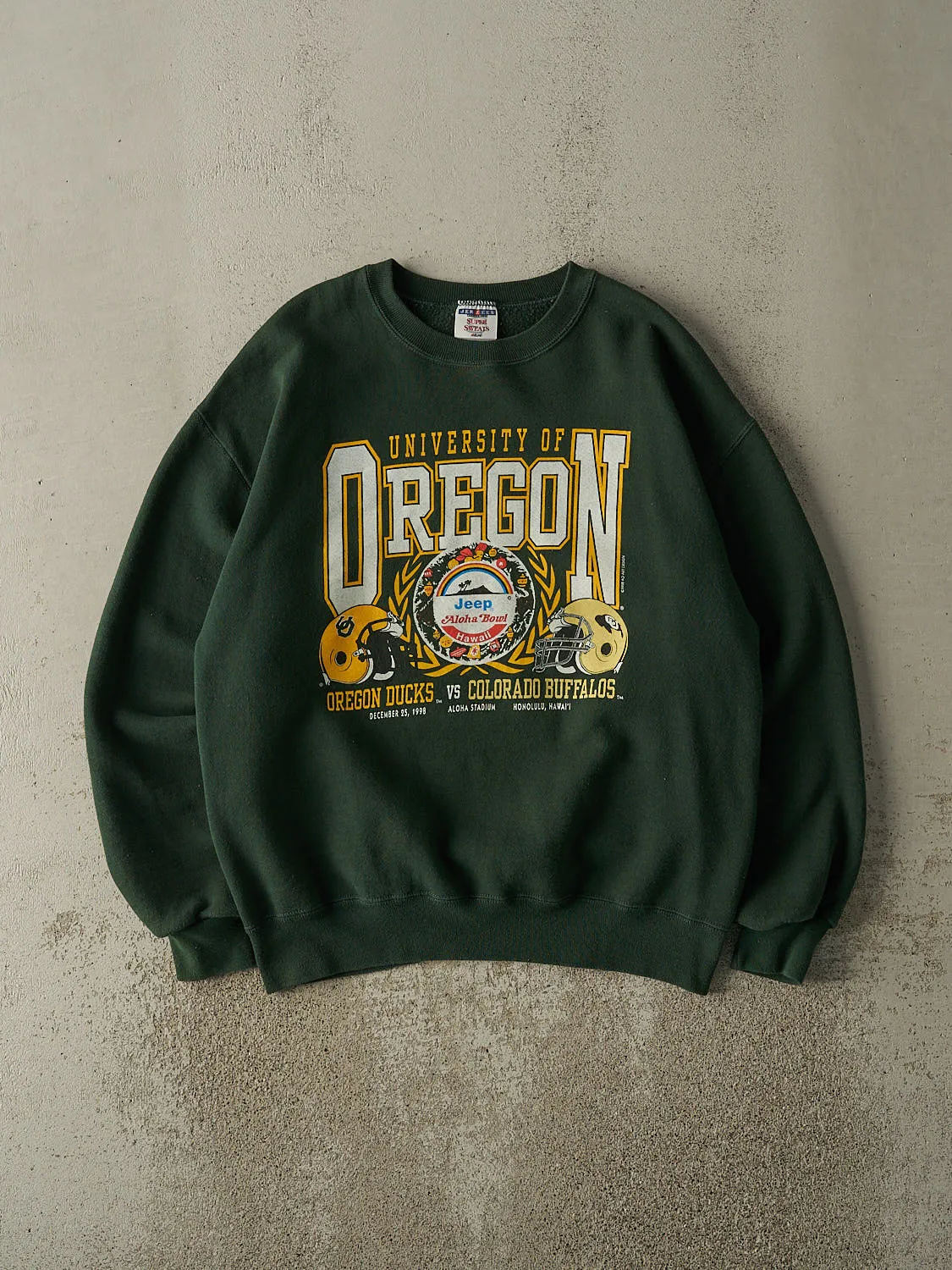 Vintage 98' Green University of Oregon Aloha Bowl Crewneck (L) sold by Rebalance Vintage