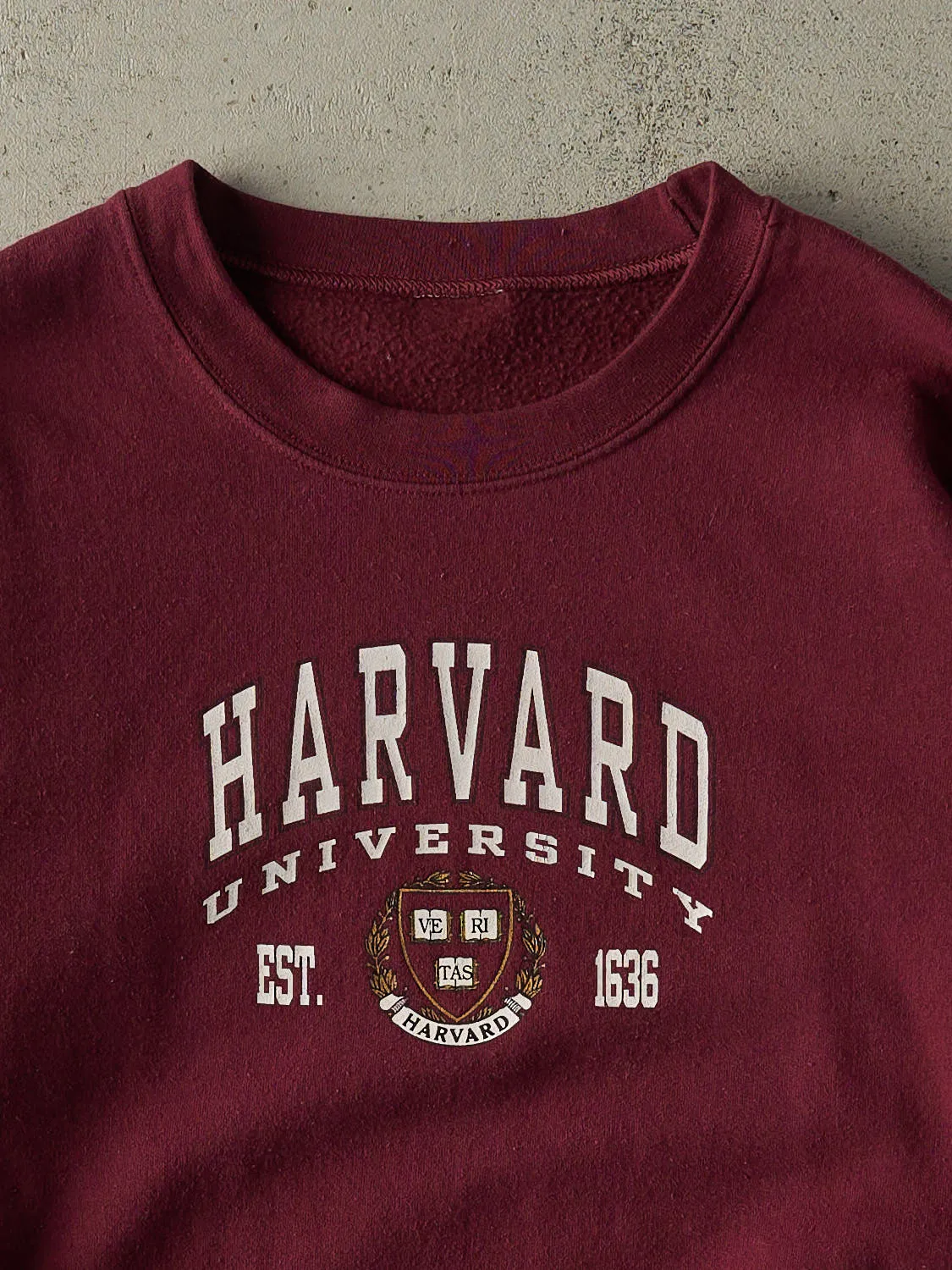 Vintage Y2K Burgundy Harvard University Crewneck (XL) sold by Rebalance Vintage product image thumbnail 2